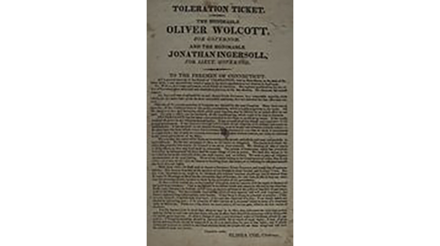 A pamphlet for the Toleration Ticket