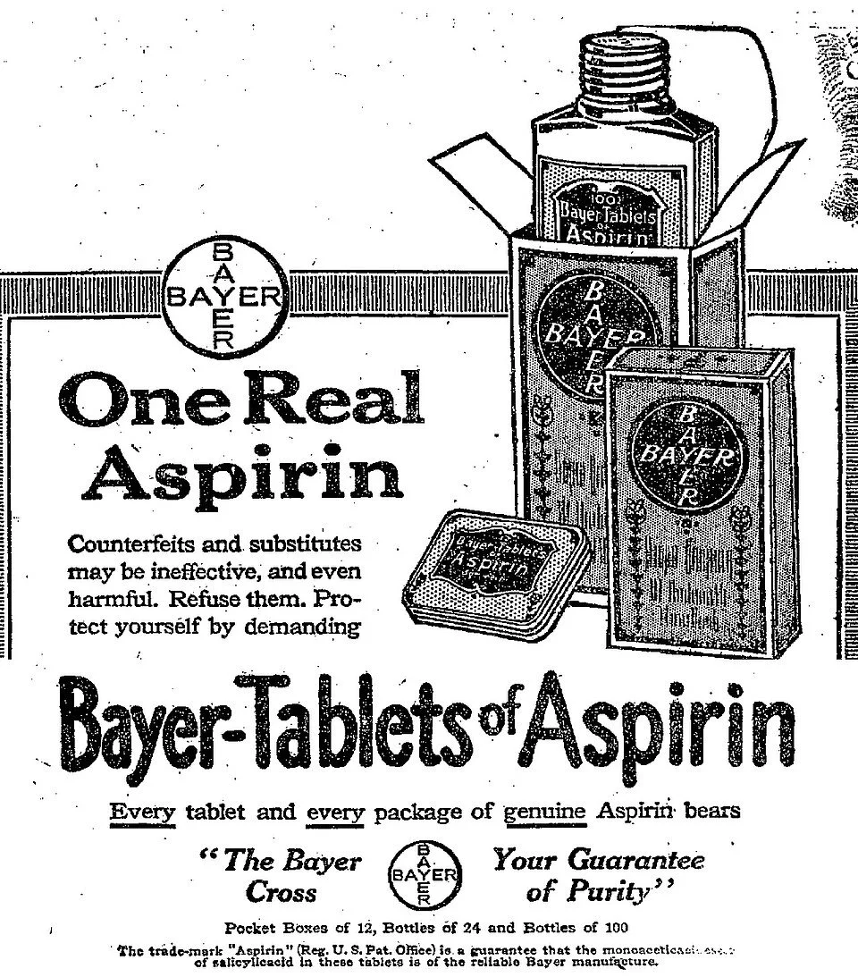 A Bayer ad for Aspirin from 1917
