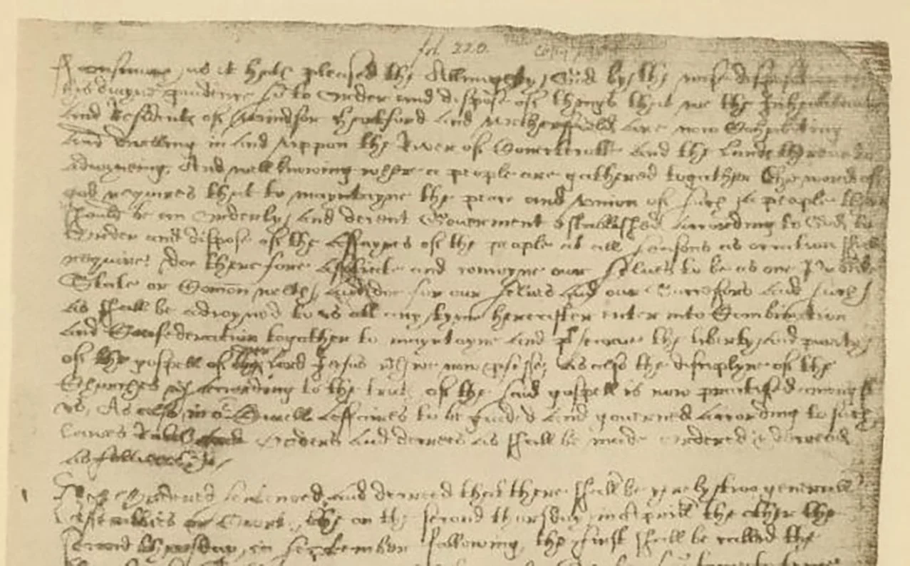 The Fundamental Orders of Connecticut which were the original colonial constitution.