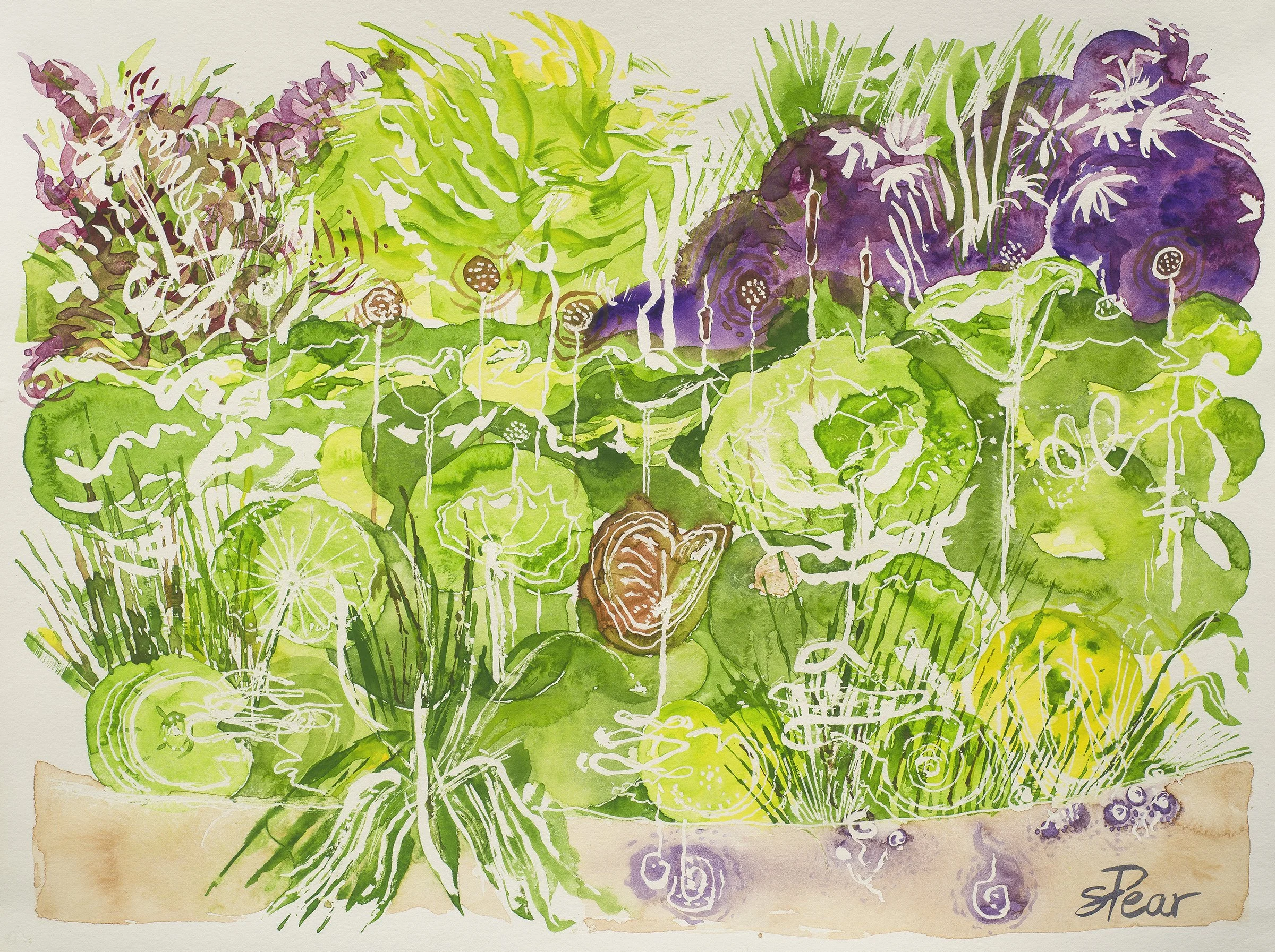Au Jardin des Plantes - Montpellier, France 
September 2022
14"H x 19"W
Original Watercolor on paper
$450 unframed (framing available on request)