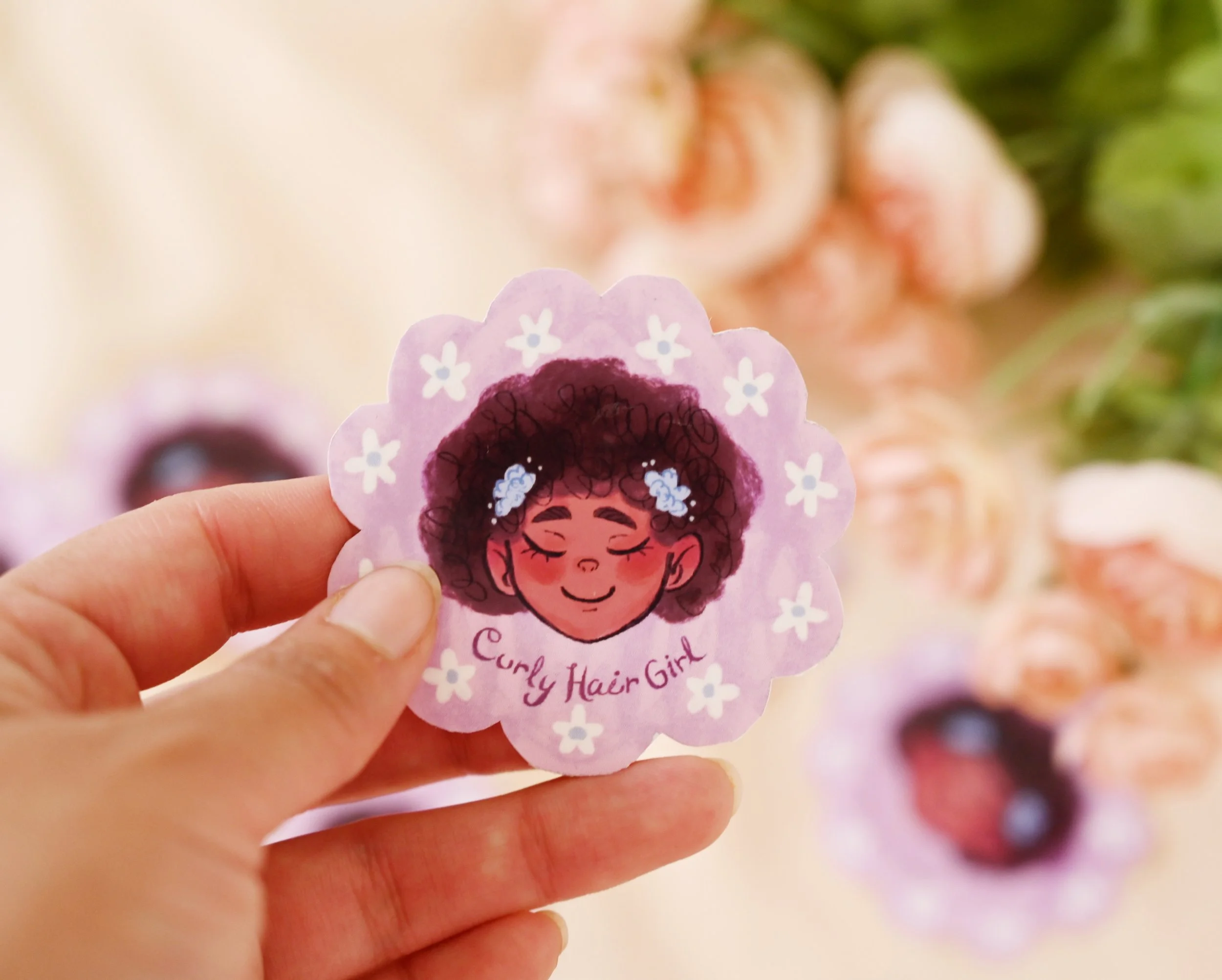 Curly Hair Purple Sticker