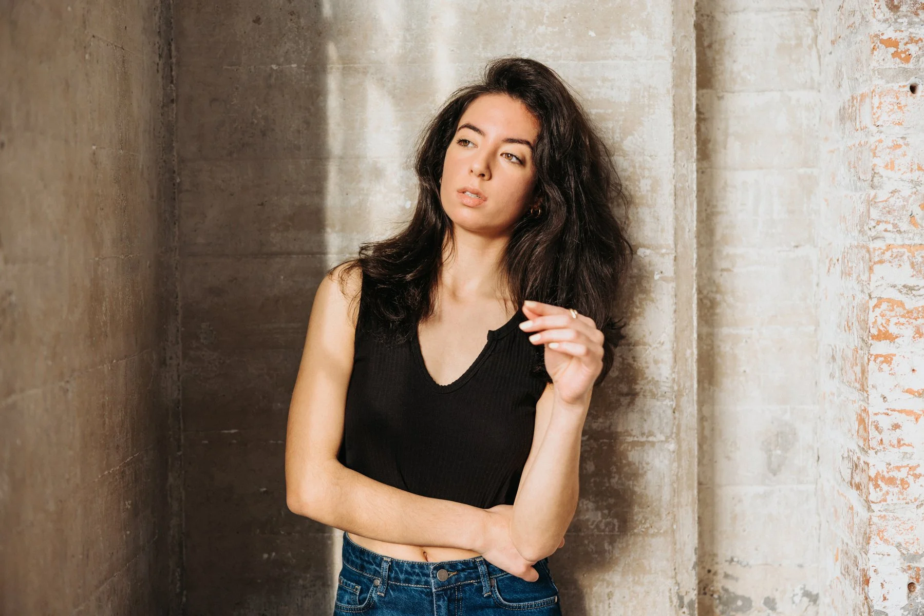 A portrait of a model in a natural light studio in New York City