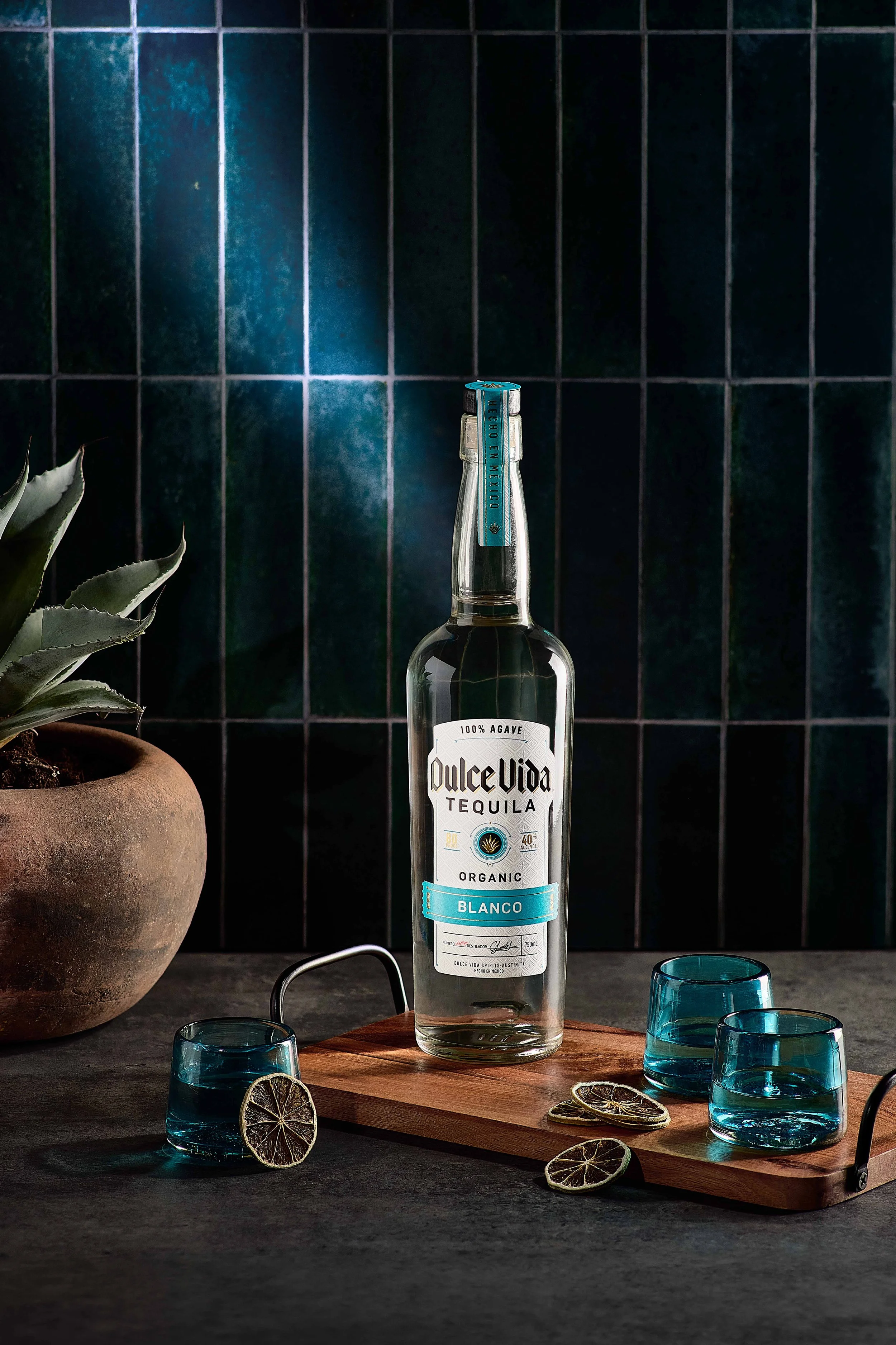 A commercial lifestyle and product photoshoot in Austin, TX for a new label and packaging design launch for the tequila alcohol brand Dulce Vida.