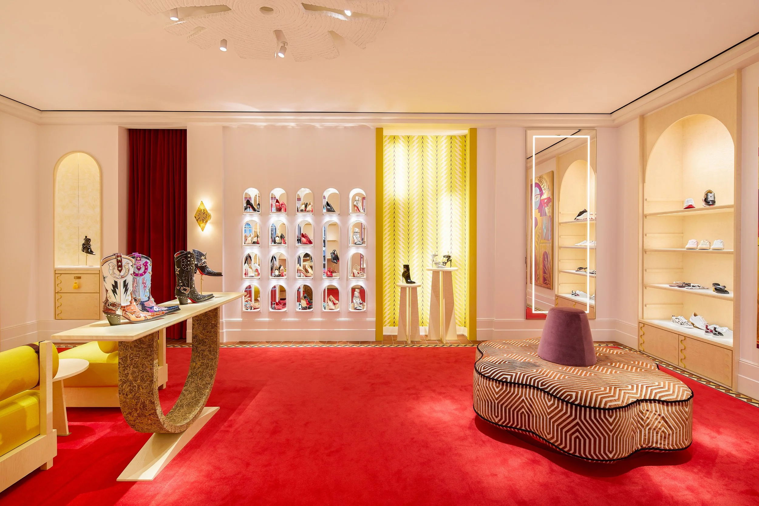 An interior real estate and architectural photo using HDR bracketing of Christian Louboutin in the Domain in Austin, TX