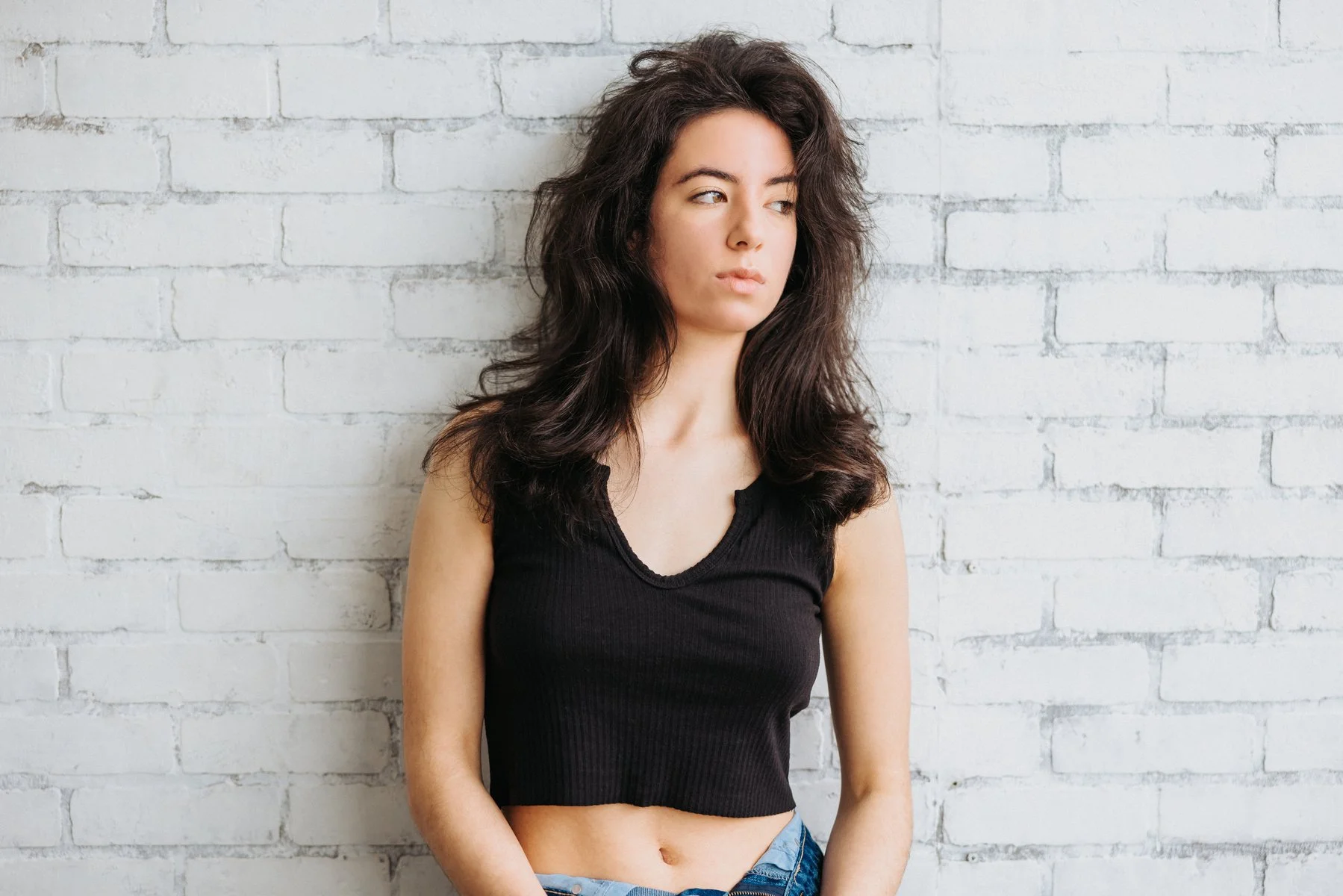 A portrait of a model in a natural light studio in New York City