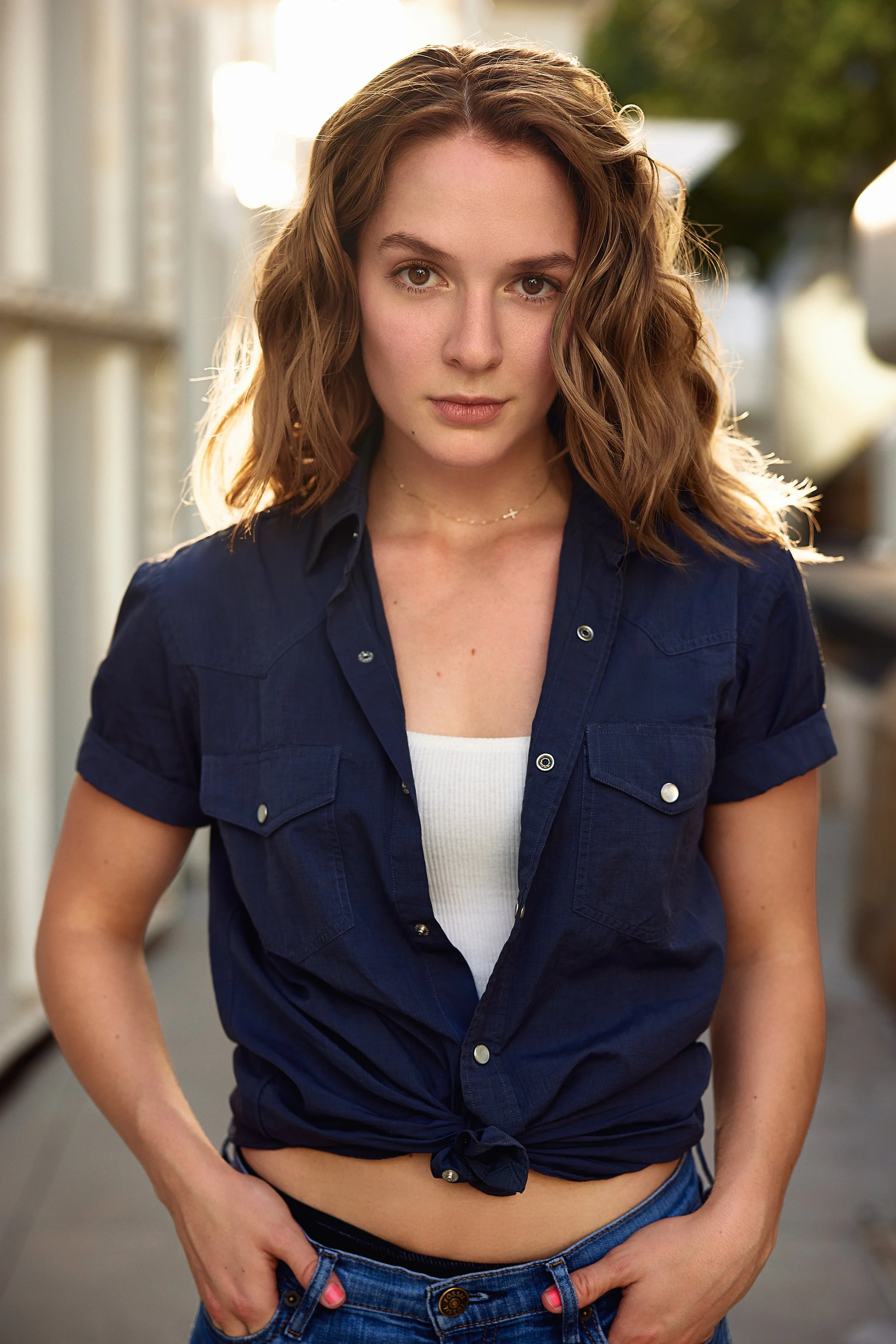 Actress headshot for agents and management company photographed on-location in Austin, TX with retouching 