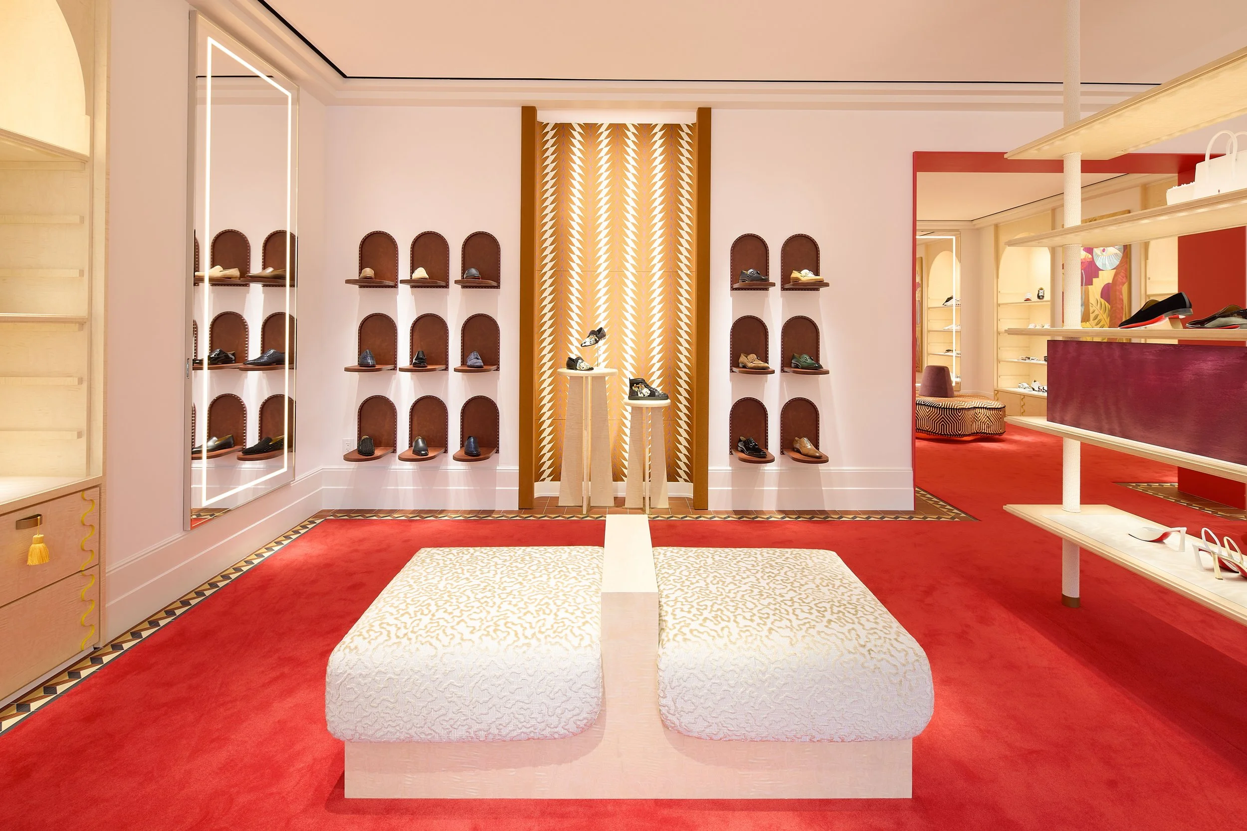 An interior real estate and architectural photo using HDR bracketing of Christian Louboutin in the Domain in Austin, TX