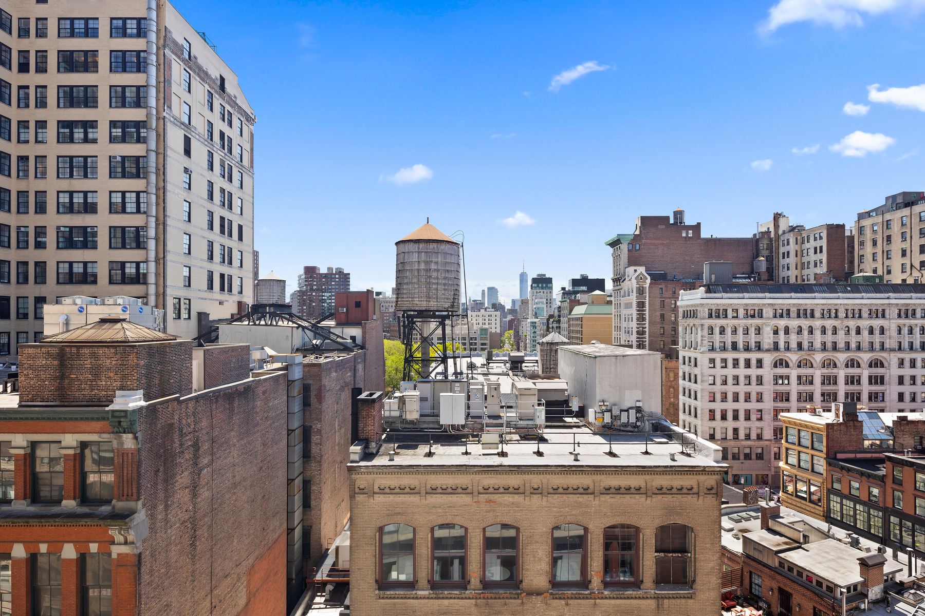 An exterior real estate and architectural photo using HDR bracketing in New York City for an Amazon office space