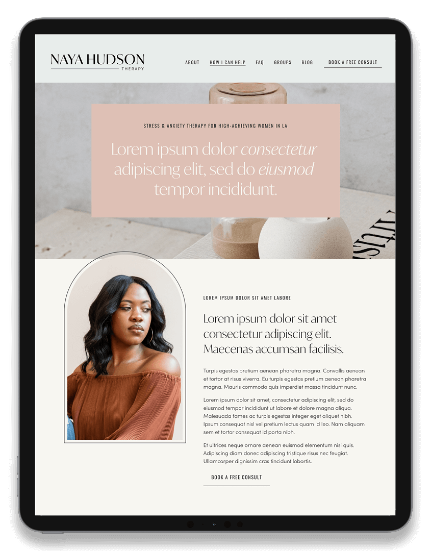 Naya Squarespace Template for Therapists — Humming Soul Creative for Free Therapy Website Templates