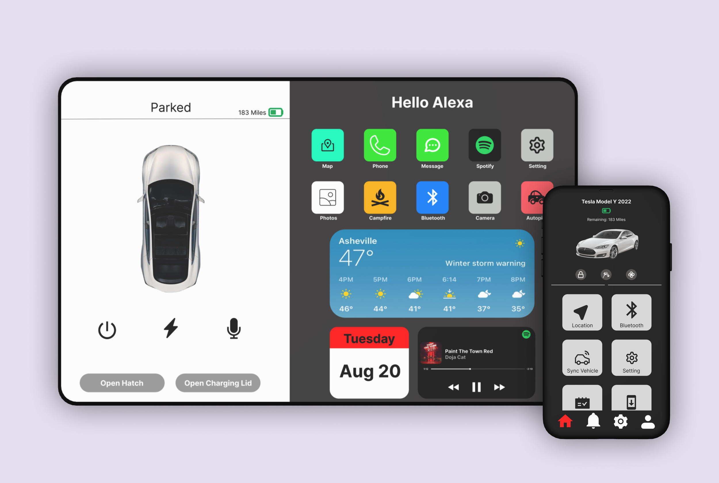 Tesla Tablet and App UI