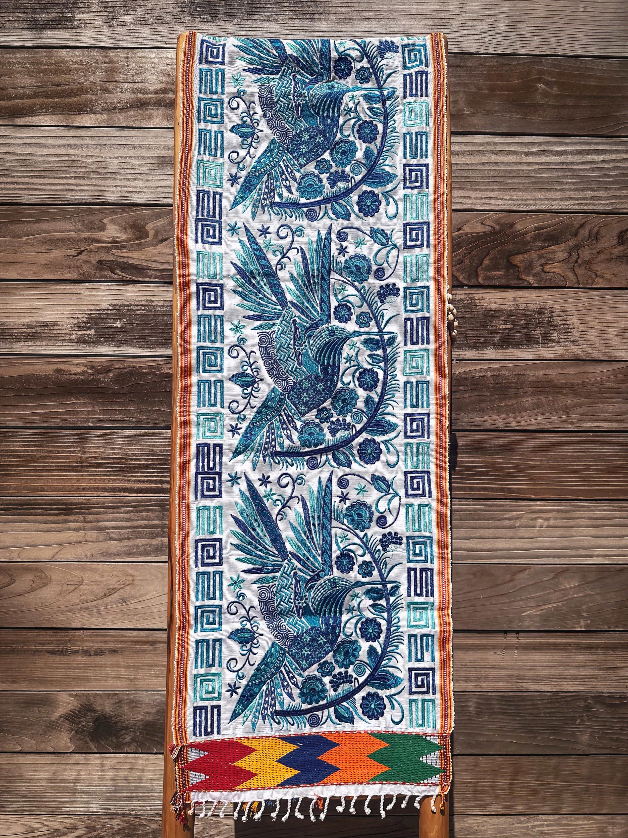 Blue Hummingbird Table Runner