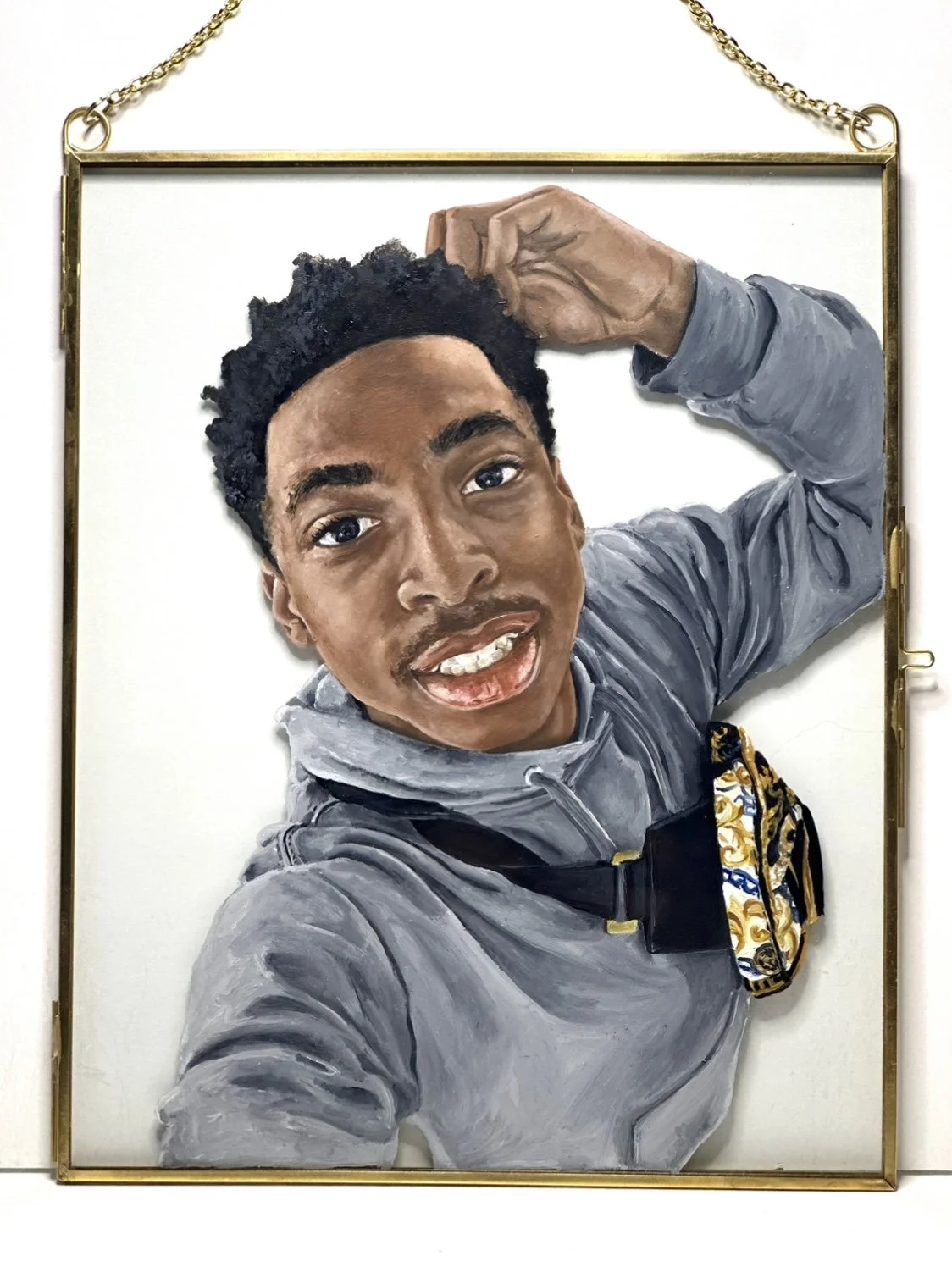 Oil portrait on glass