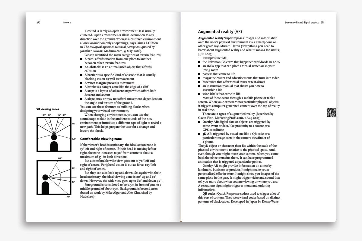 Open spread layout of The design manual