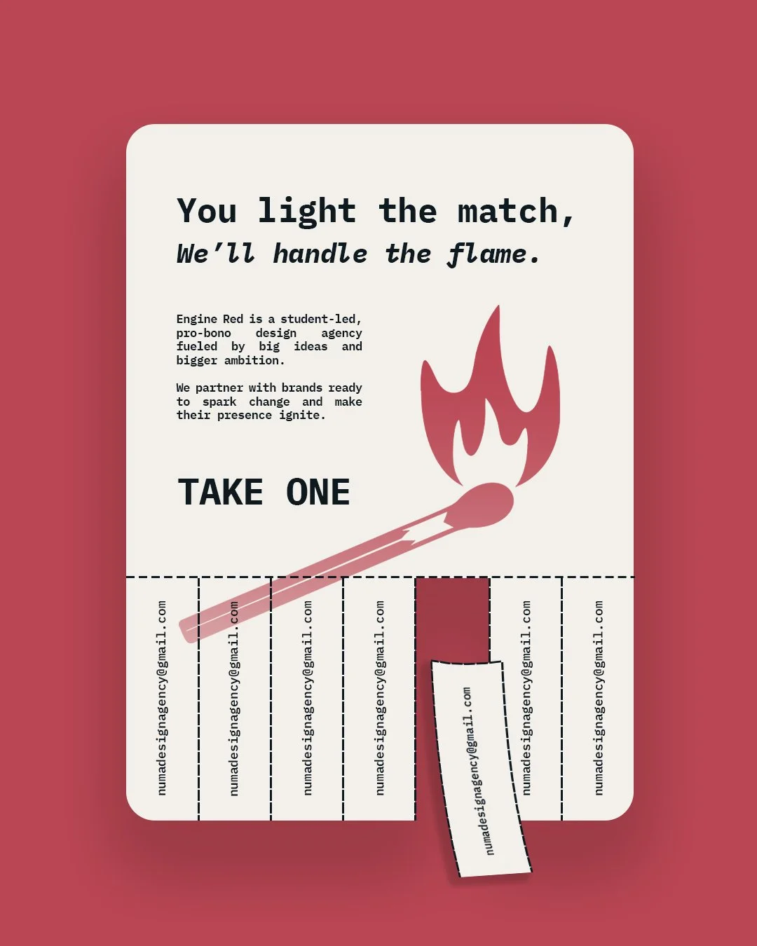 Well, what are you waiting for? 👀

Go to www.enginereddesignagency.com to see how the Red Team heats things up. ⬆️

#design #neu #northeastern #designinspo #poster #flame #heat #enginered #red #desginagency