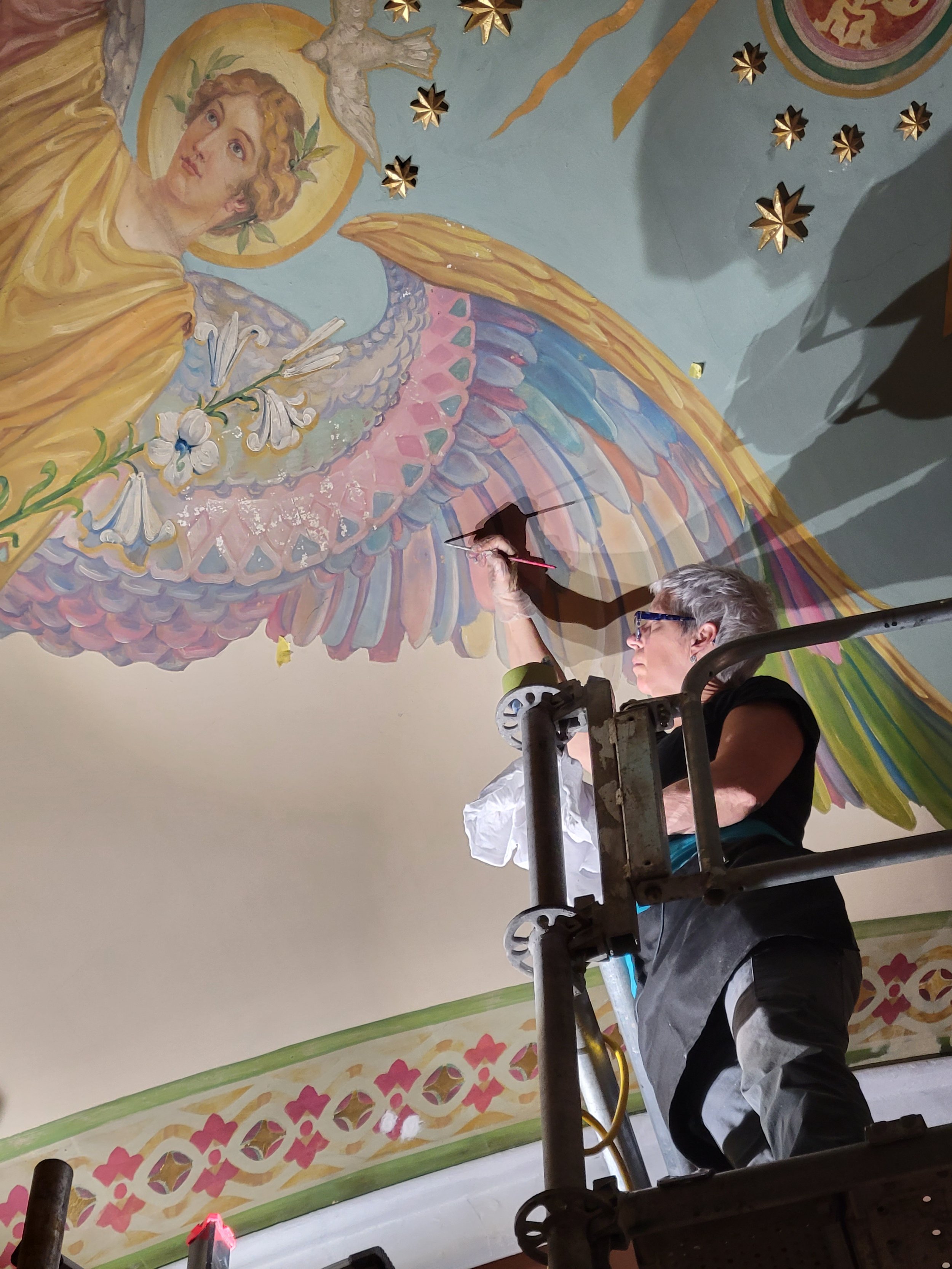 Lori LeMare Studio team retouching frescos
