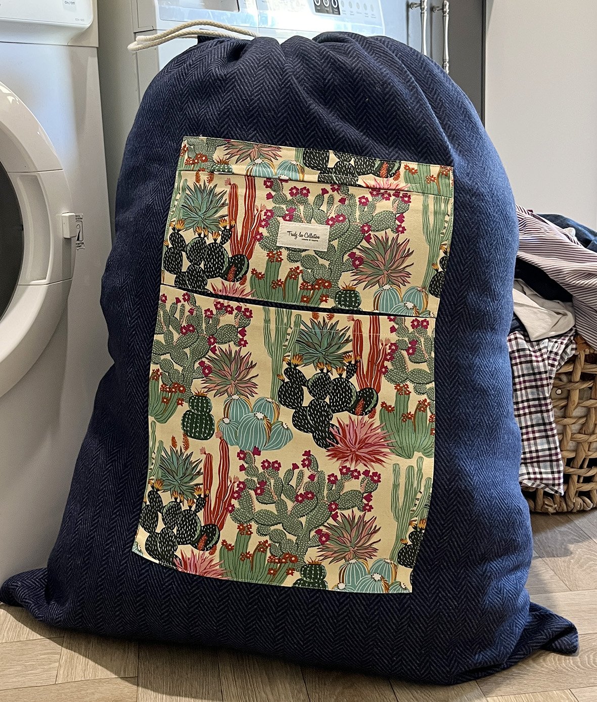 Navy herringbone wool with cactus print.jpg