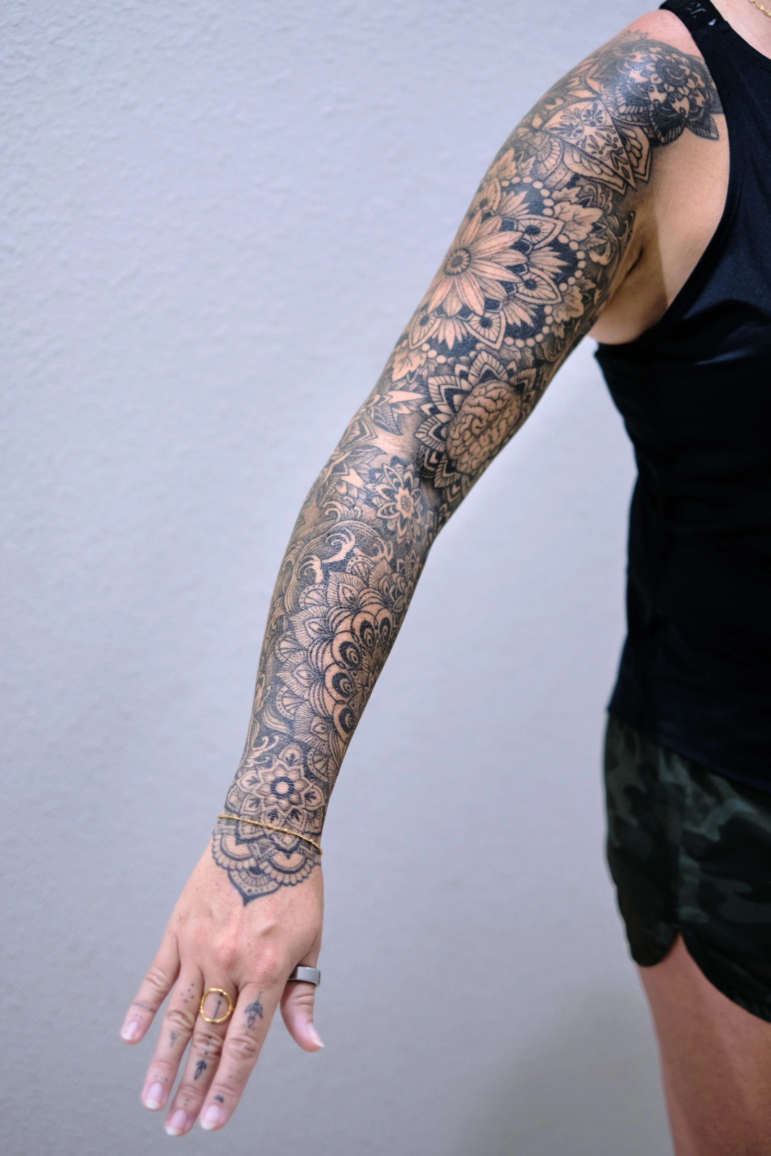 Full mandala arm sleeve tattoo