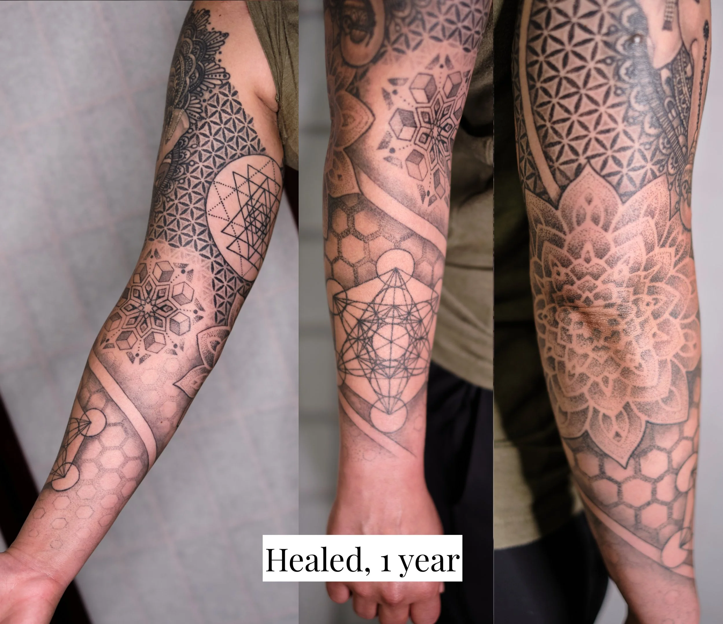 Geometry & Mandala Sleeve, 1 year healed