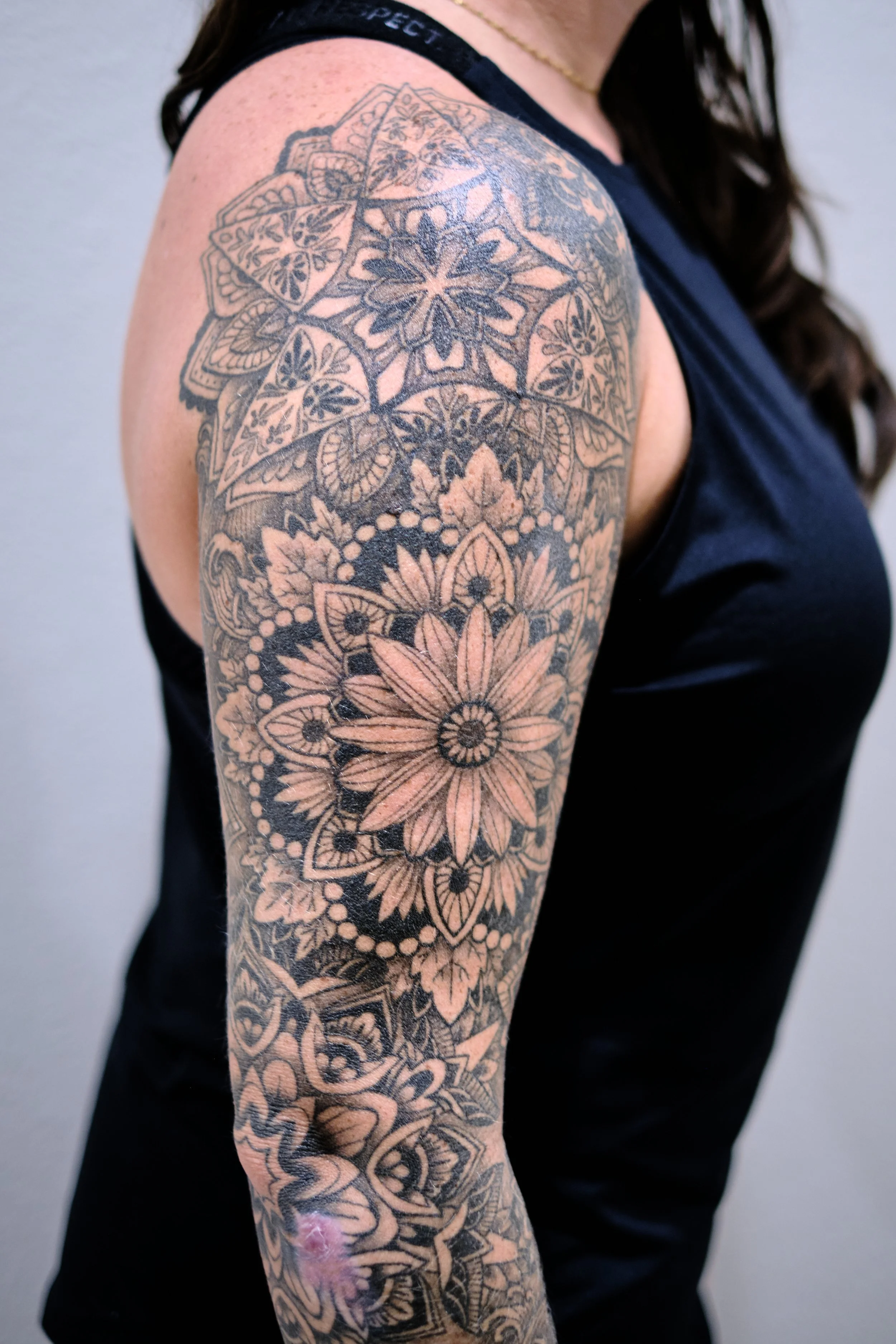 Full mandala arm sleeve tattoo