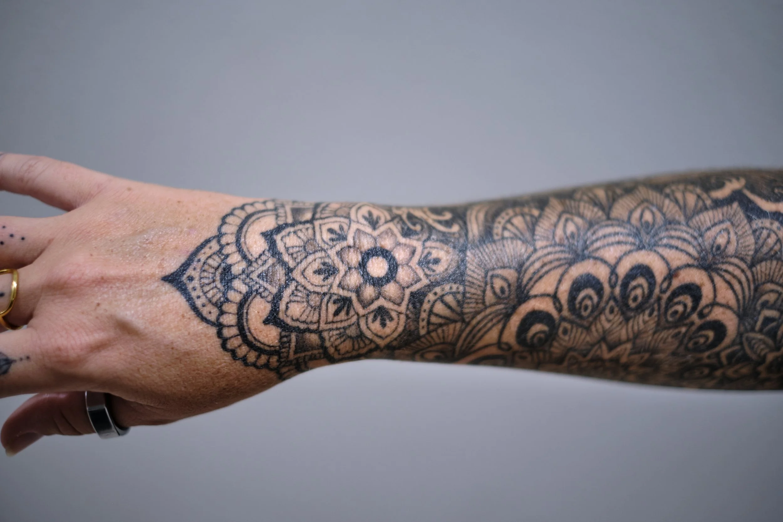 Full mandala arm sleeve tattoo