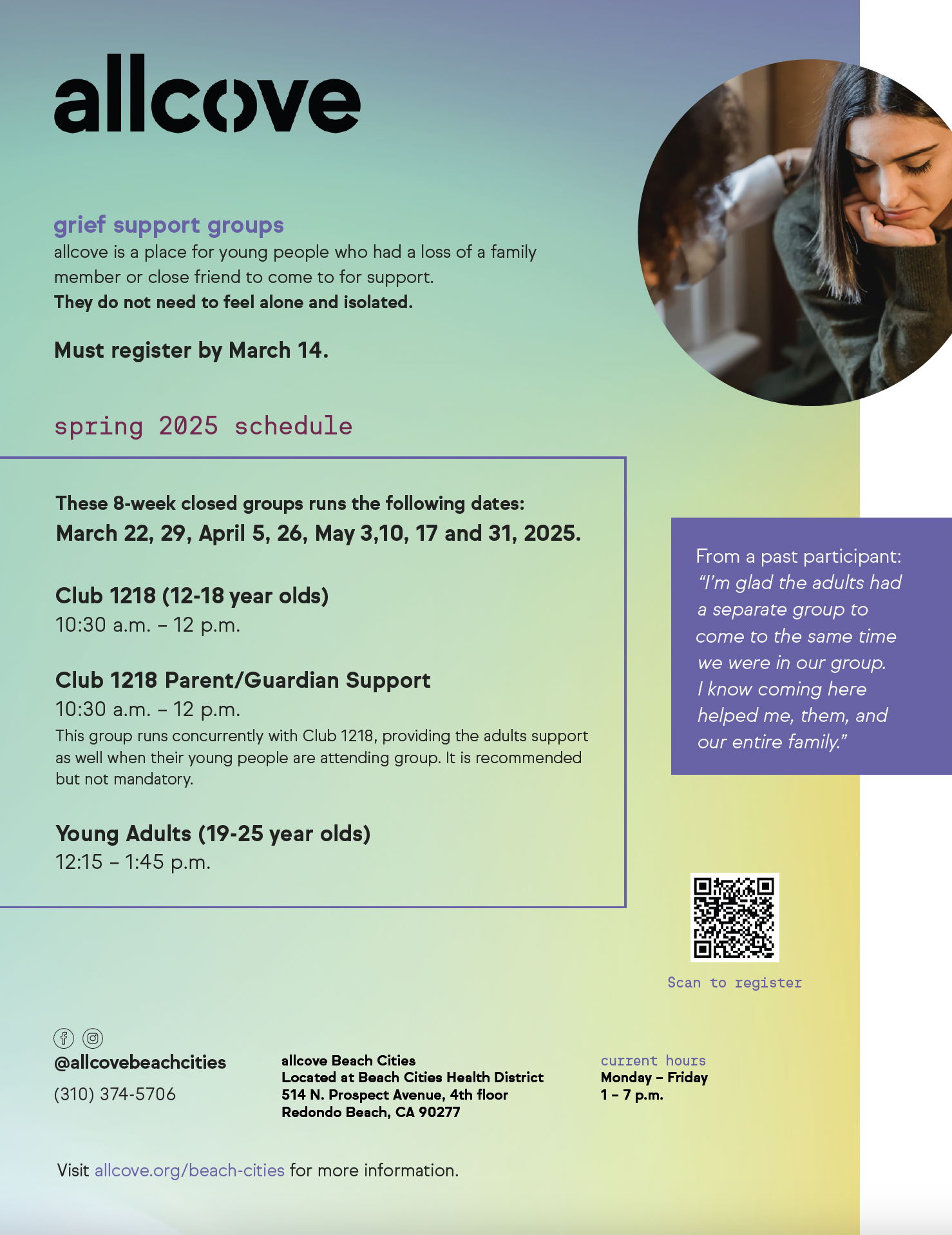 allcove Beach Cities Spring Schedule