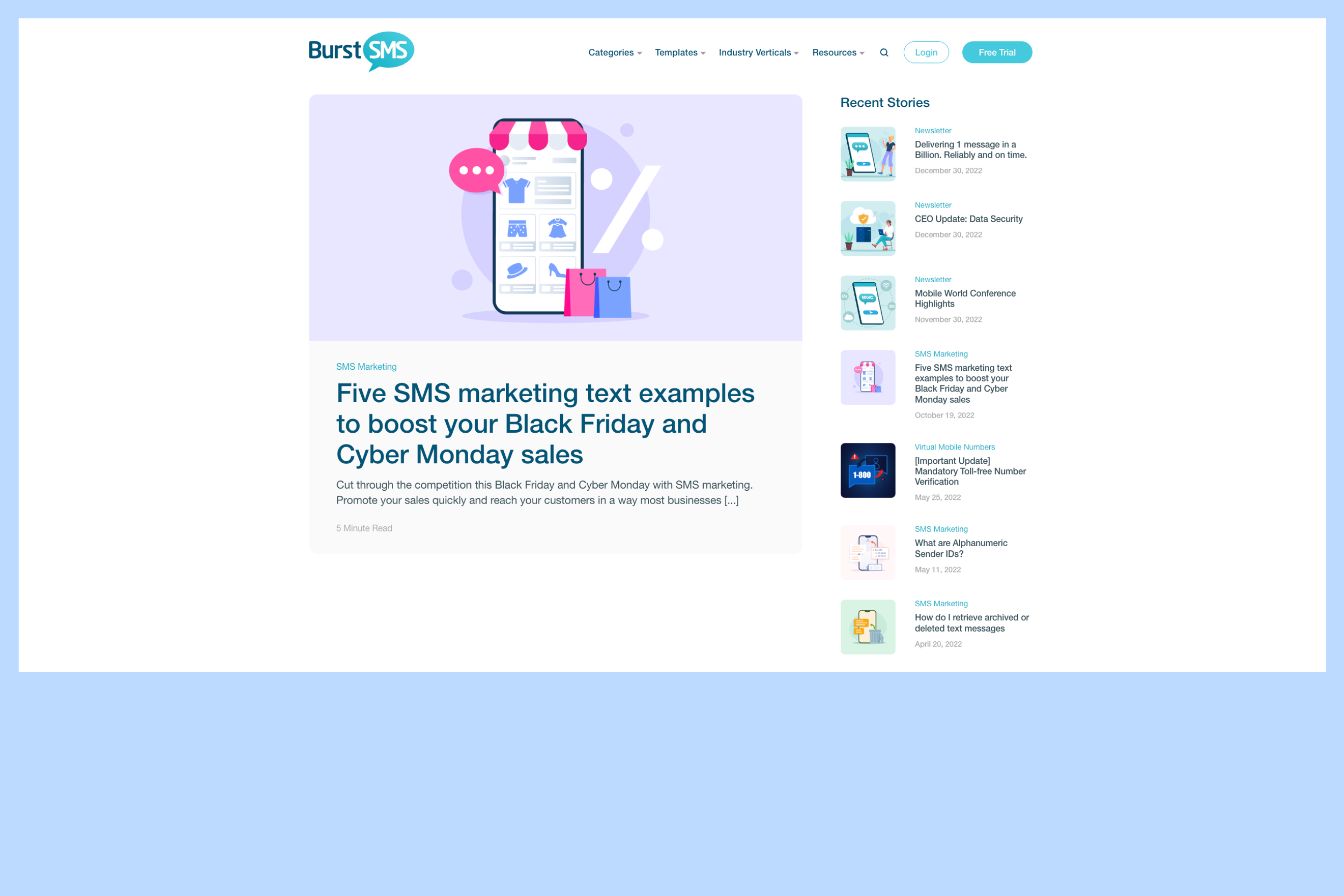 Content: Burst SMS Blog