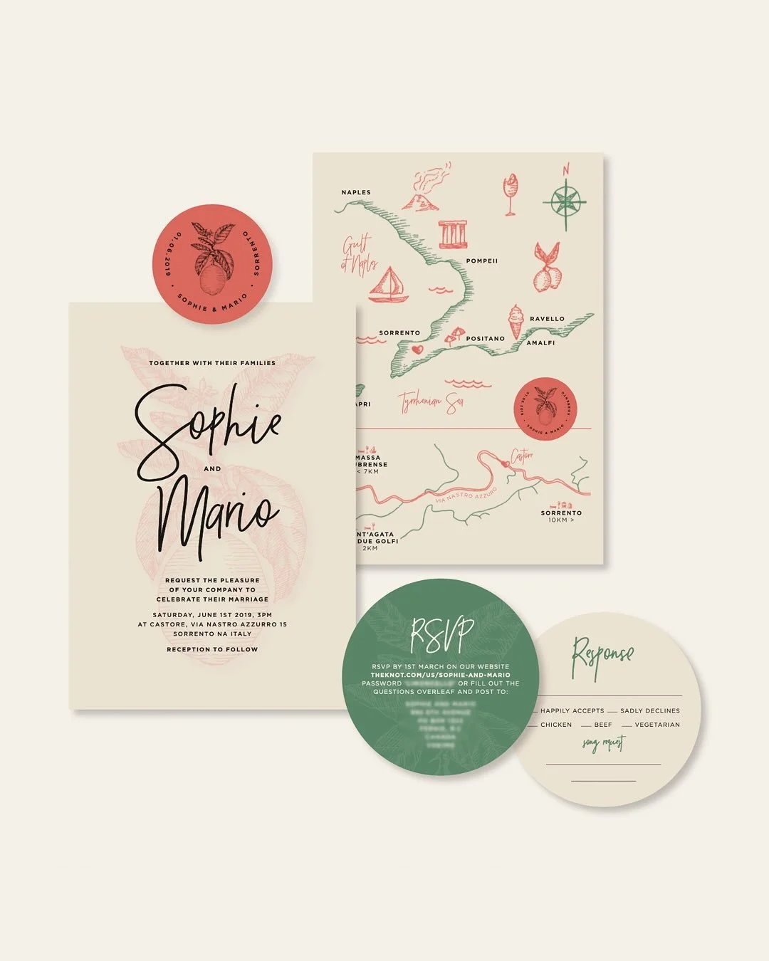 1/3 Loooove a good wedding set, and this one had it all &ndash;  from table numbers, menus and welcome signs, to itinerary sheets, tote bags and custom maps. All designed for a really lovely duo, which makes this project all the sweeter.   Amongst ot