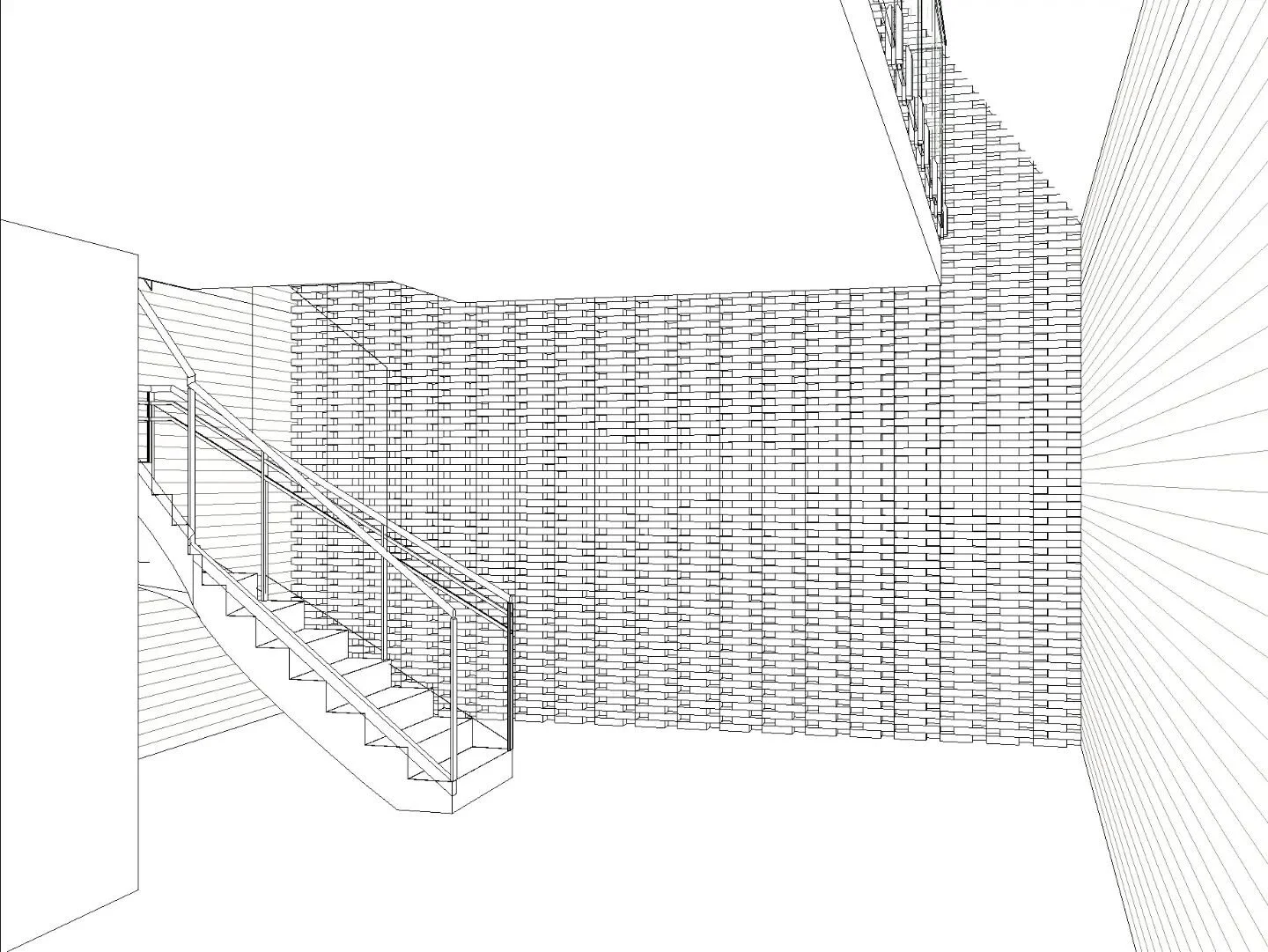 IRN201 - Laneway Suite interior views highlighting perforated brick wall.
