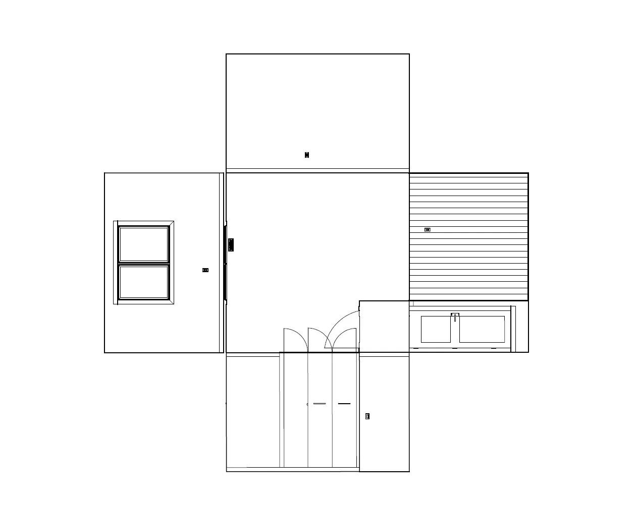 IRC112 - AutoCAD Drawing of my bedroom floor plan with unfolded walls.
