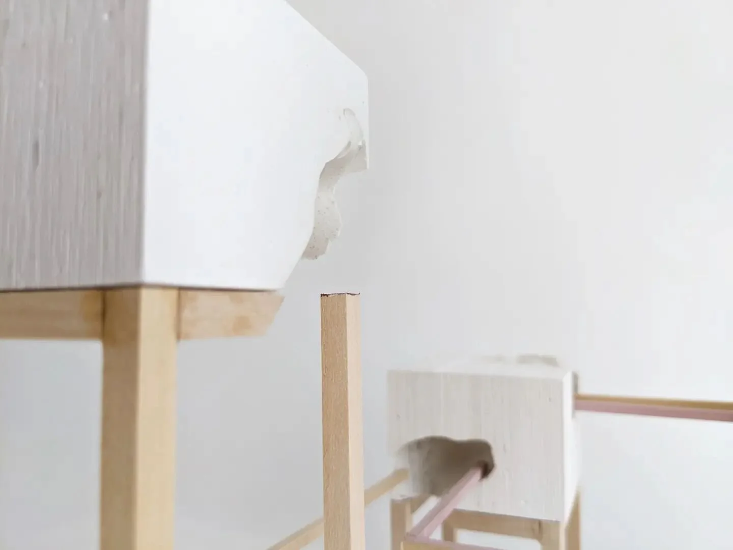 IRD200 - Scaffold and Structure.

Basswood dowels supporting plaster blocks.