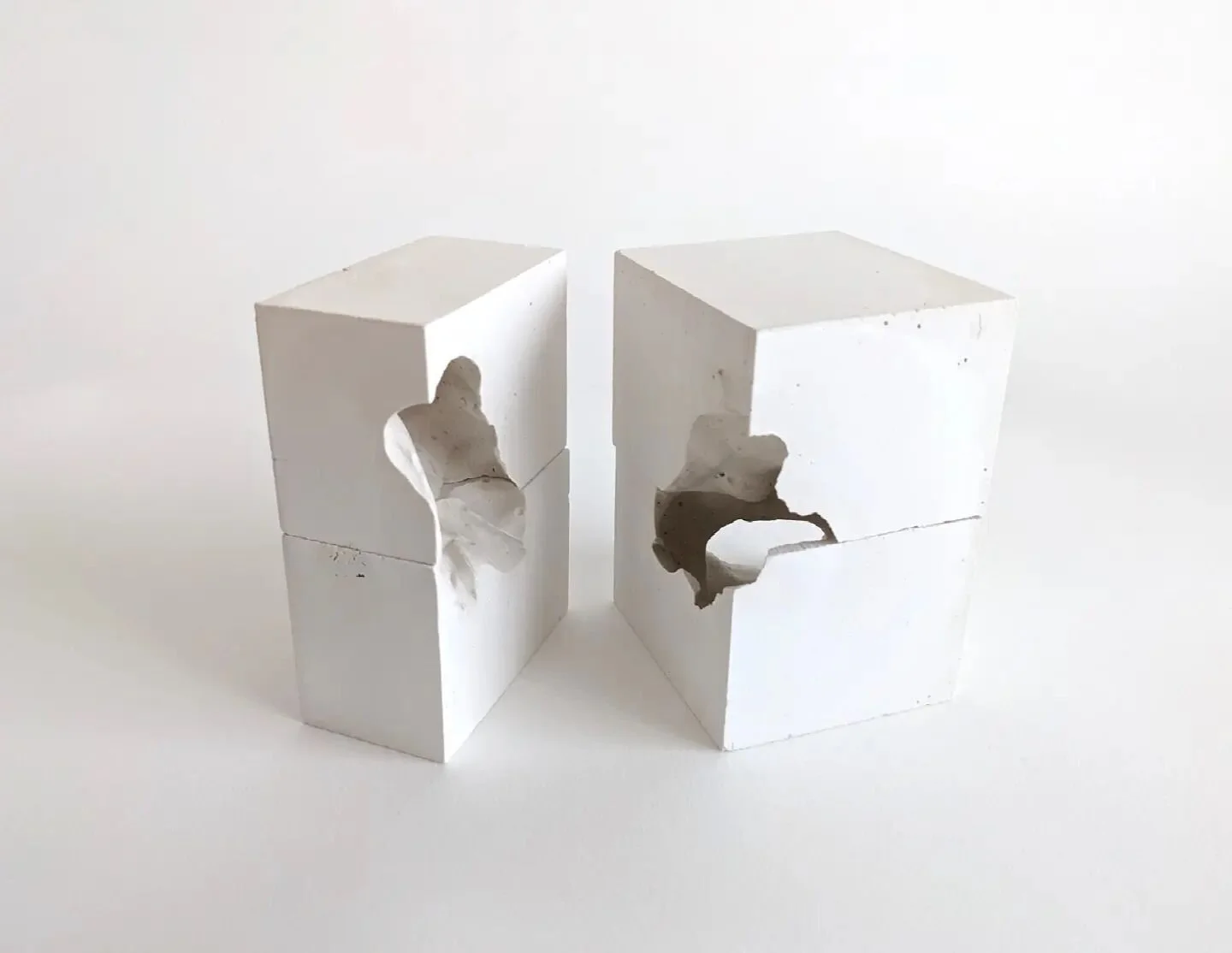 IRD200 - Interior voids from the removal of the clay after being cut open.