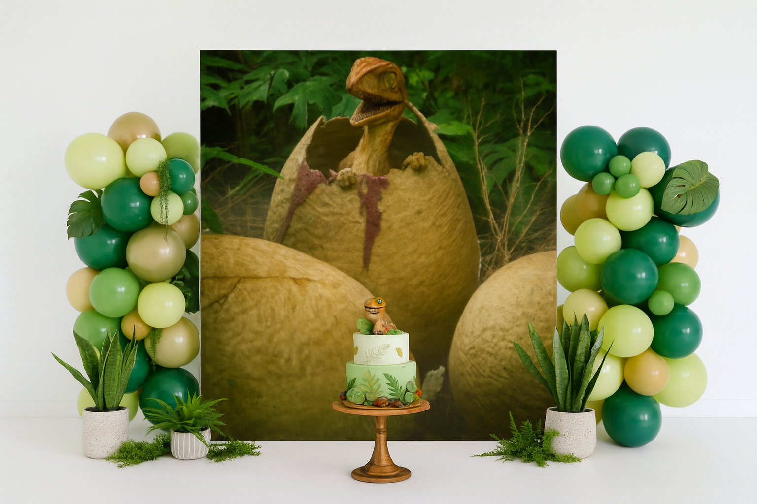 Baby Dinosaur Hatching from Egg Backdrop Hire | Bring Prehistoric Fun to Your Event