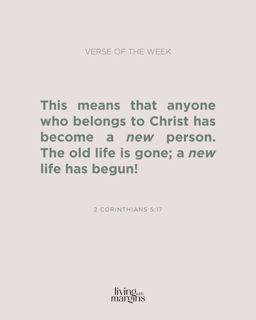 Brand new ✨⁠
⁠
Lord, I long for a fresh start. Thank you so much for this promise, that in you, I am a new creation. The old is gone and the new has come. I pray that as the old habits and thinking patterns threaten to hold me back or make me feel di