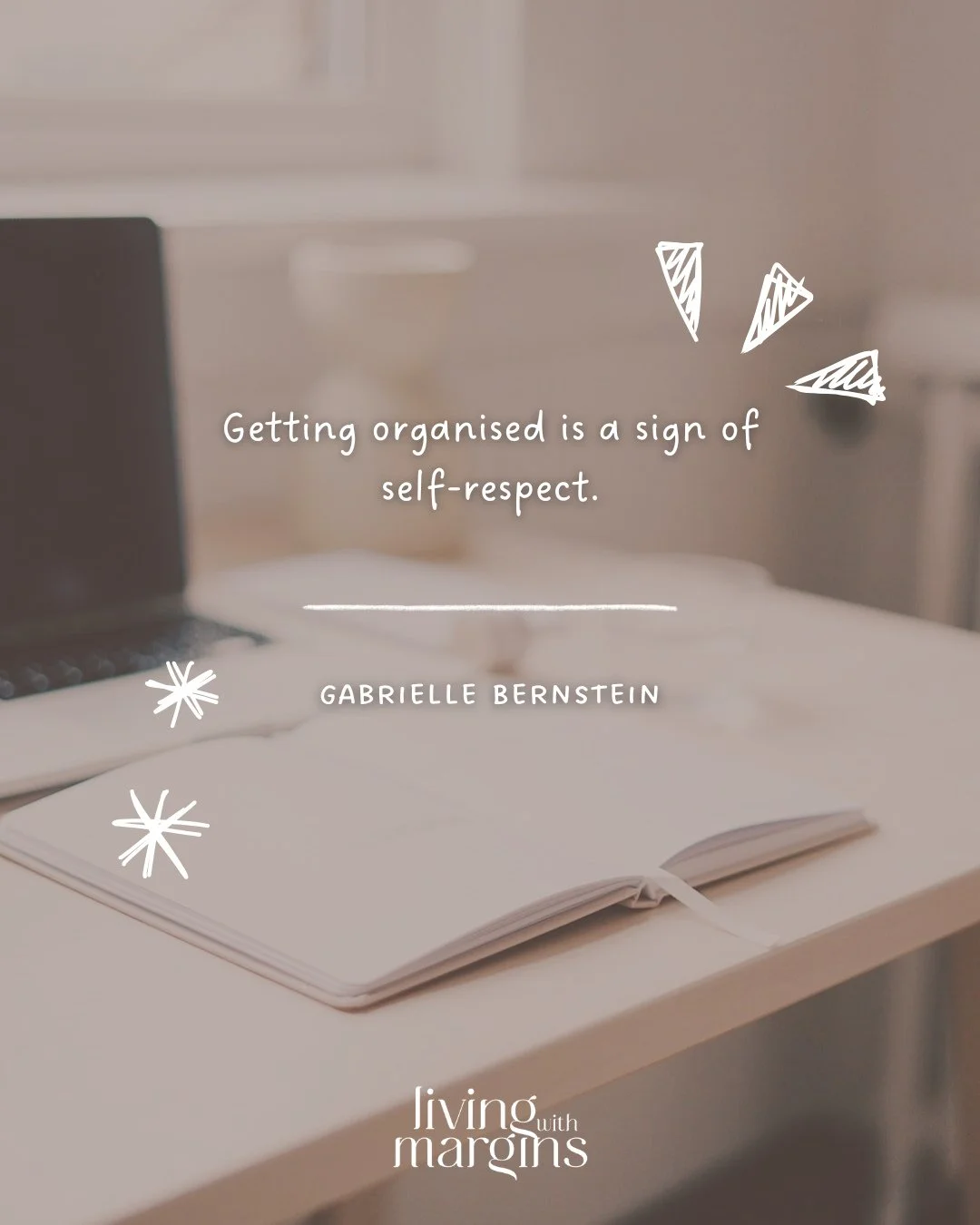 Getting organised is a sign of self-respect.⁠
⁠
And you know what makes organising things easier? Getting rid of the excess. Declutter first. Get rid of as much complexity as you can. Build routines and systems.⁠
⁠
If this feels overwhelming, don't t