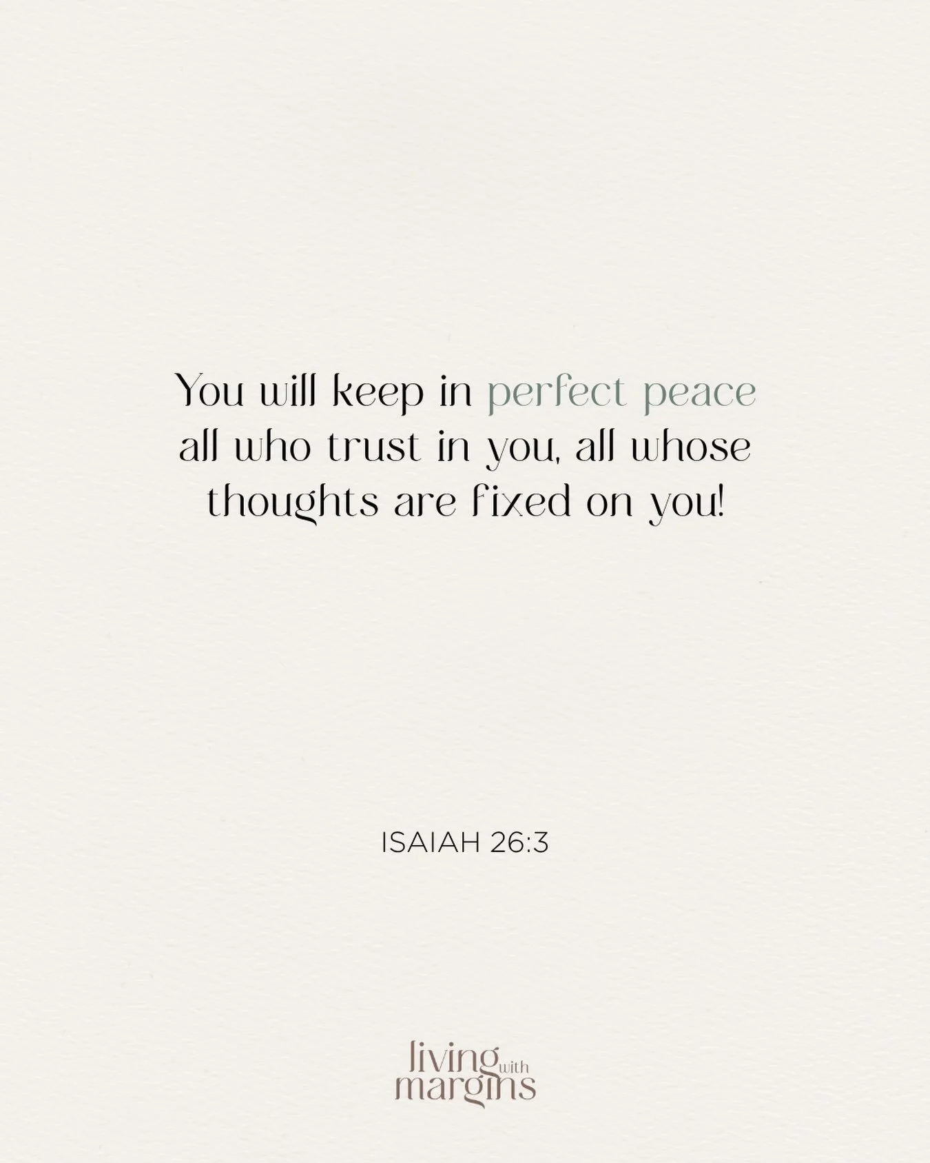 What are you thinking about? Because what we think about grows. And when we dwell on our worries, they grow out of control.⁠
⁠
Let&rsquo;s fix our thoughts on God, the one who can give us His perfect peace.