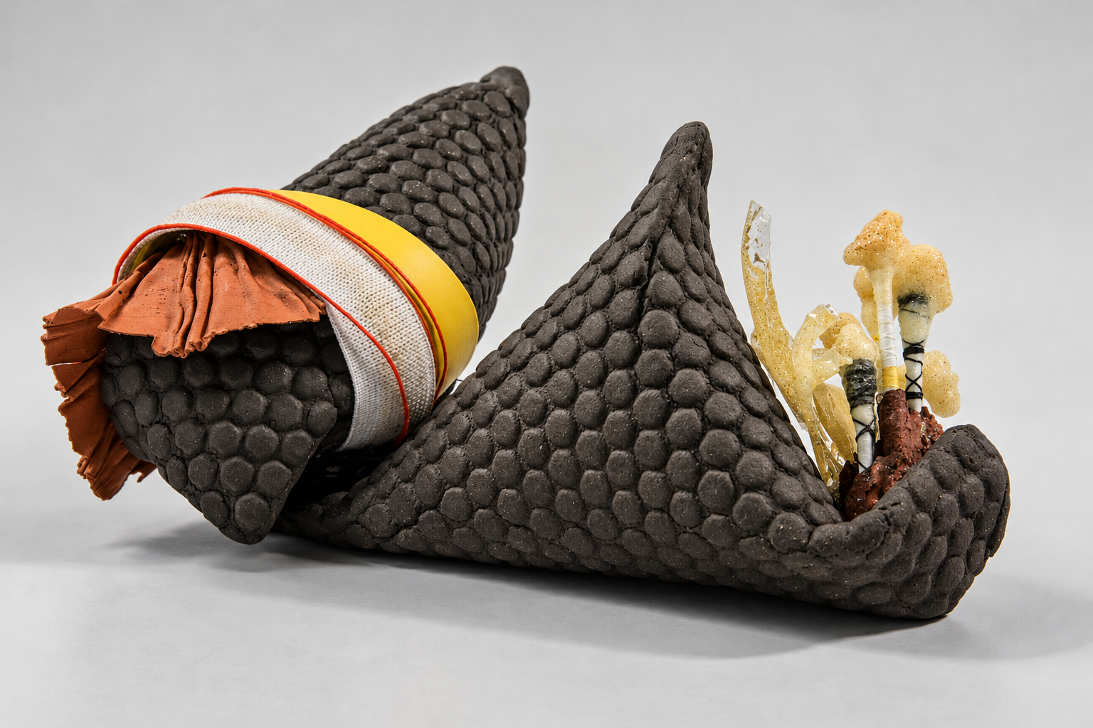 interchange . 2016 . ceramic, cotton swabs, resin, thread, binding, vinyl 