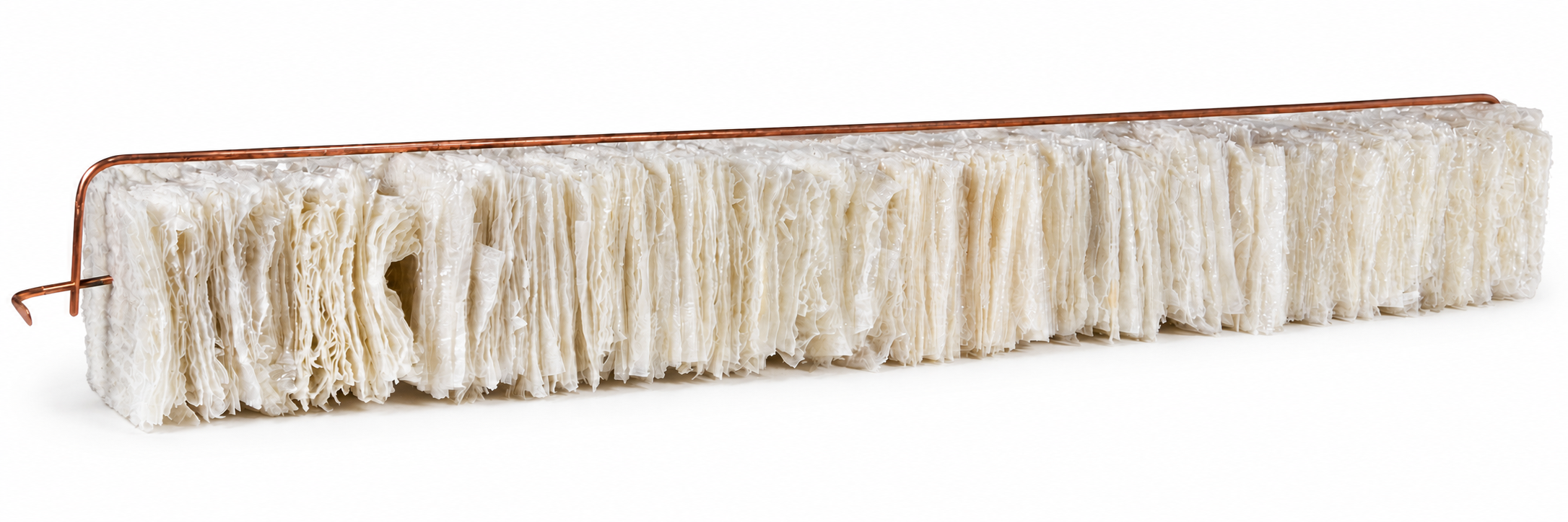 laminate 1, 2021, toilet paper, resin, copper, 30x4x4"