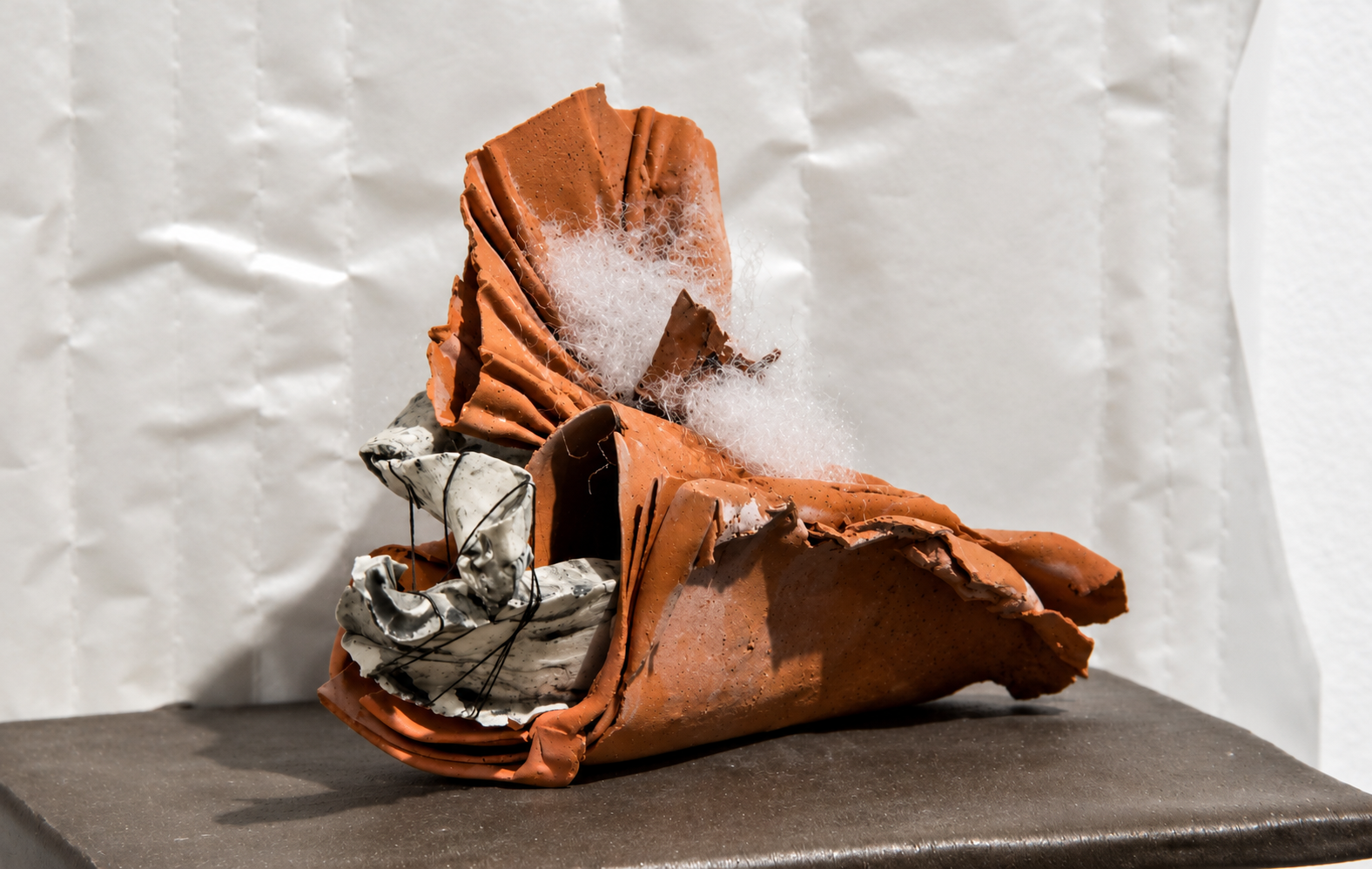 interchange . 2016 . ceramic, thread, Poly-Fil, batting, parchment paper, upholstery tacks