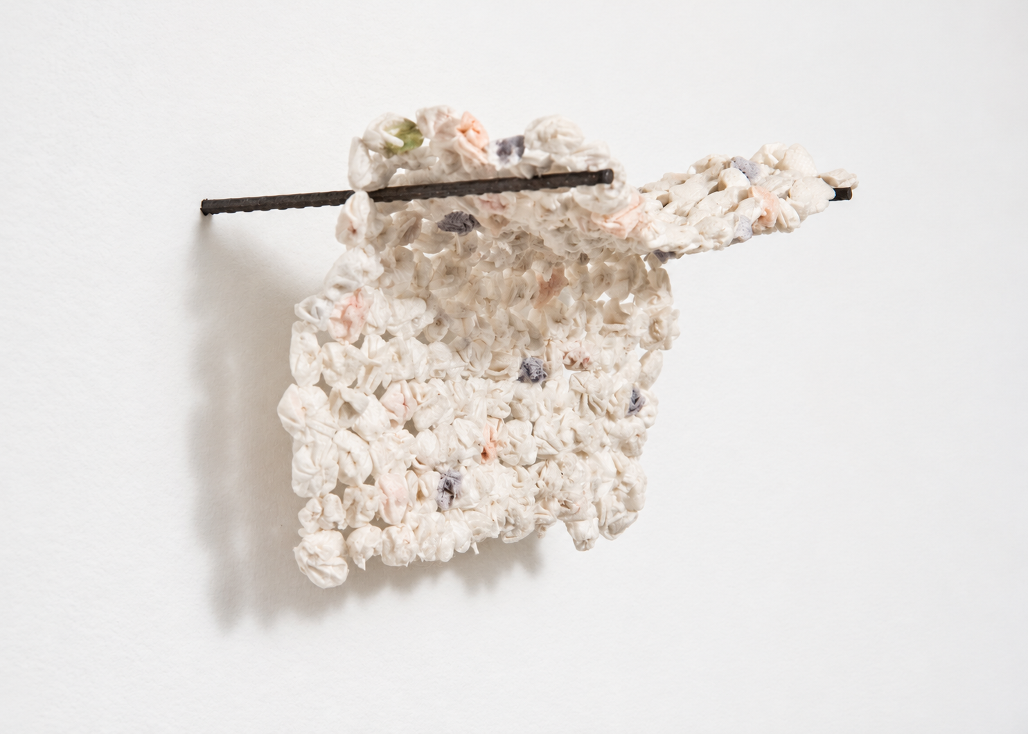 melody, 2021, mattress spring casings from baby breath, rebar, 10x10"