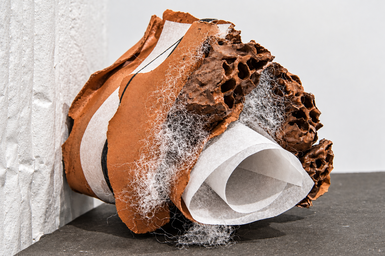 interchange . 2016 . ceramic, thread, Poly-Fil, batting, parchment paper, upholstery tacks