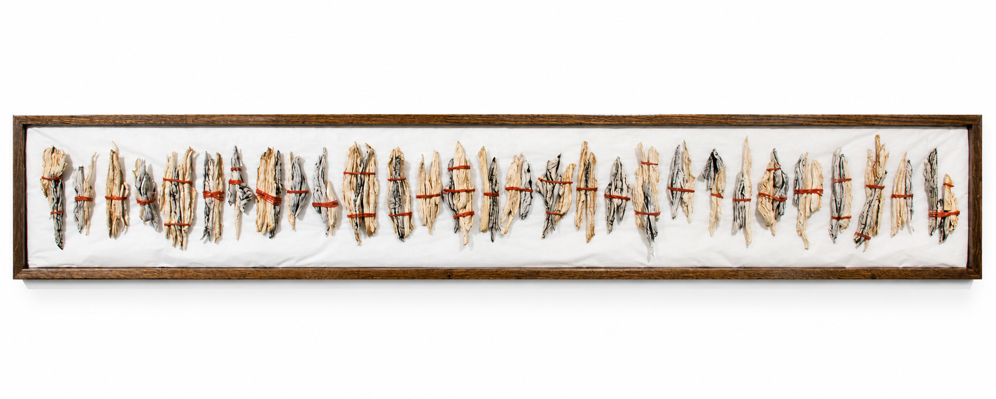 specimen . 2016 . ceramic, stain, wax dipped linen, parchment paper, batting