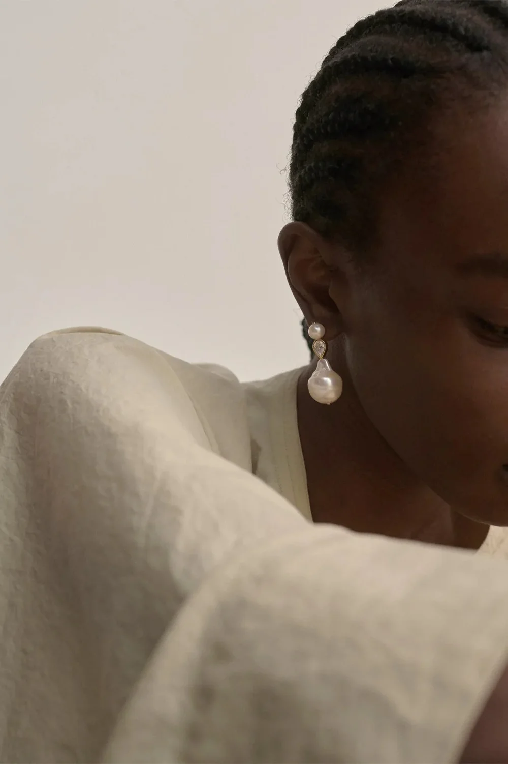Pulp Pearl and Zirconia with Gold Vermeil Earrings by 