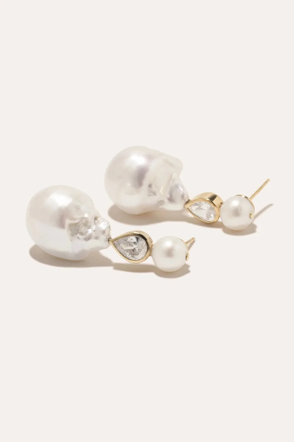 Pulp Pearl and Zirconia with Gold Vermeil Earrings by 