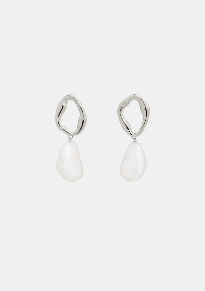 Cielo Pearl Drop Earrings - Silver by Saint Valentine