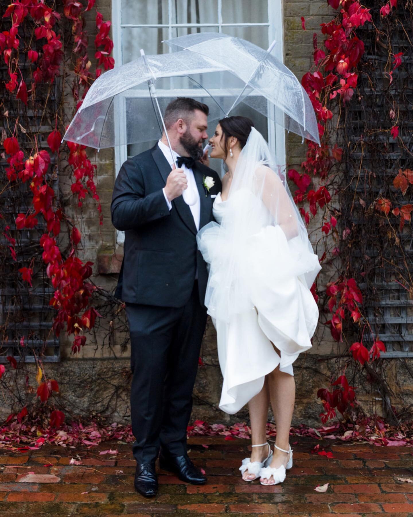 Congratulations Christie &amp; Tom who embraced the rain at the beautiful @ravenswoodhomestead x