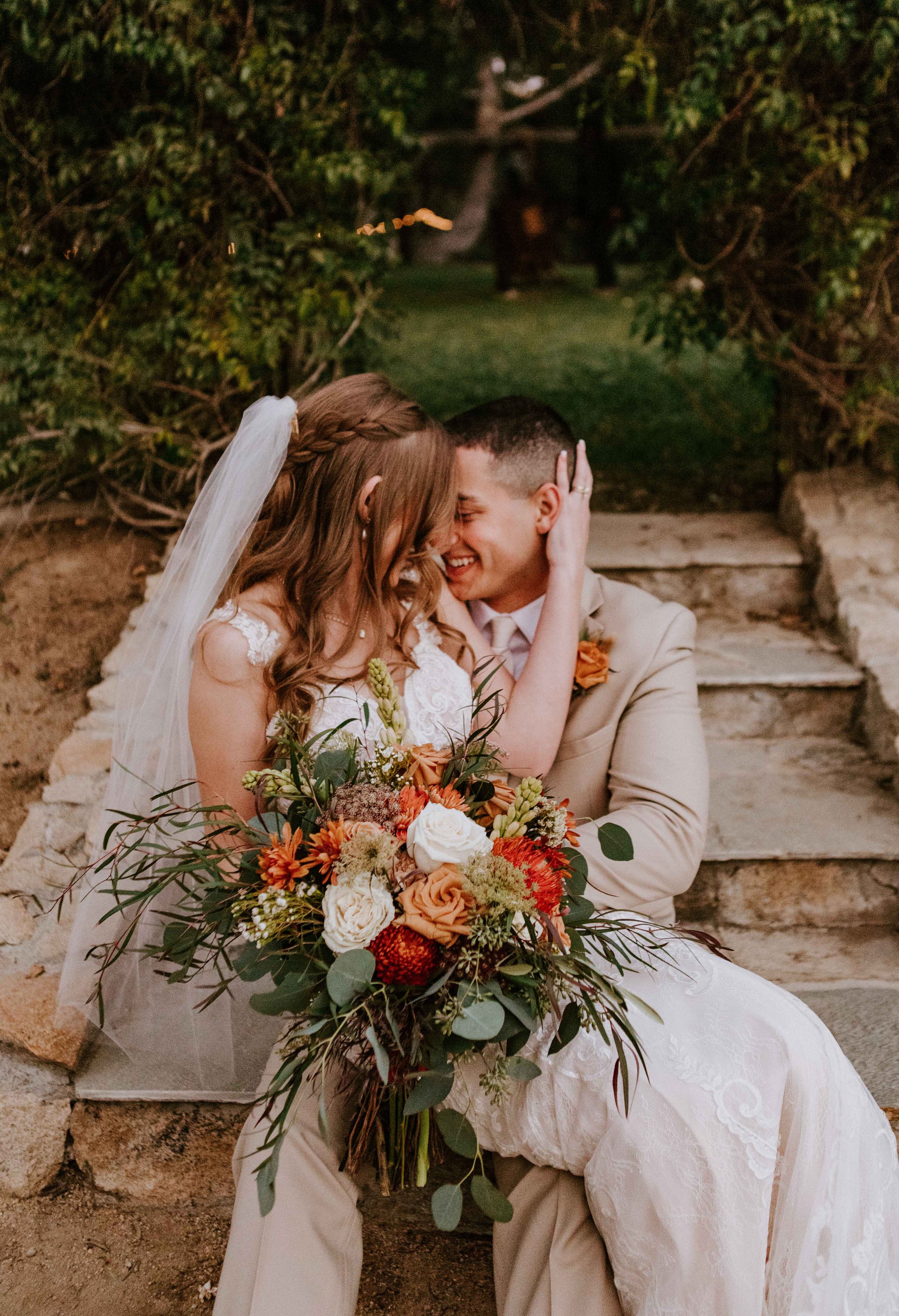 Secluded garden estate wedding in Pala, California sweet moment with bride and groom
