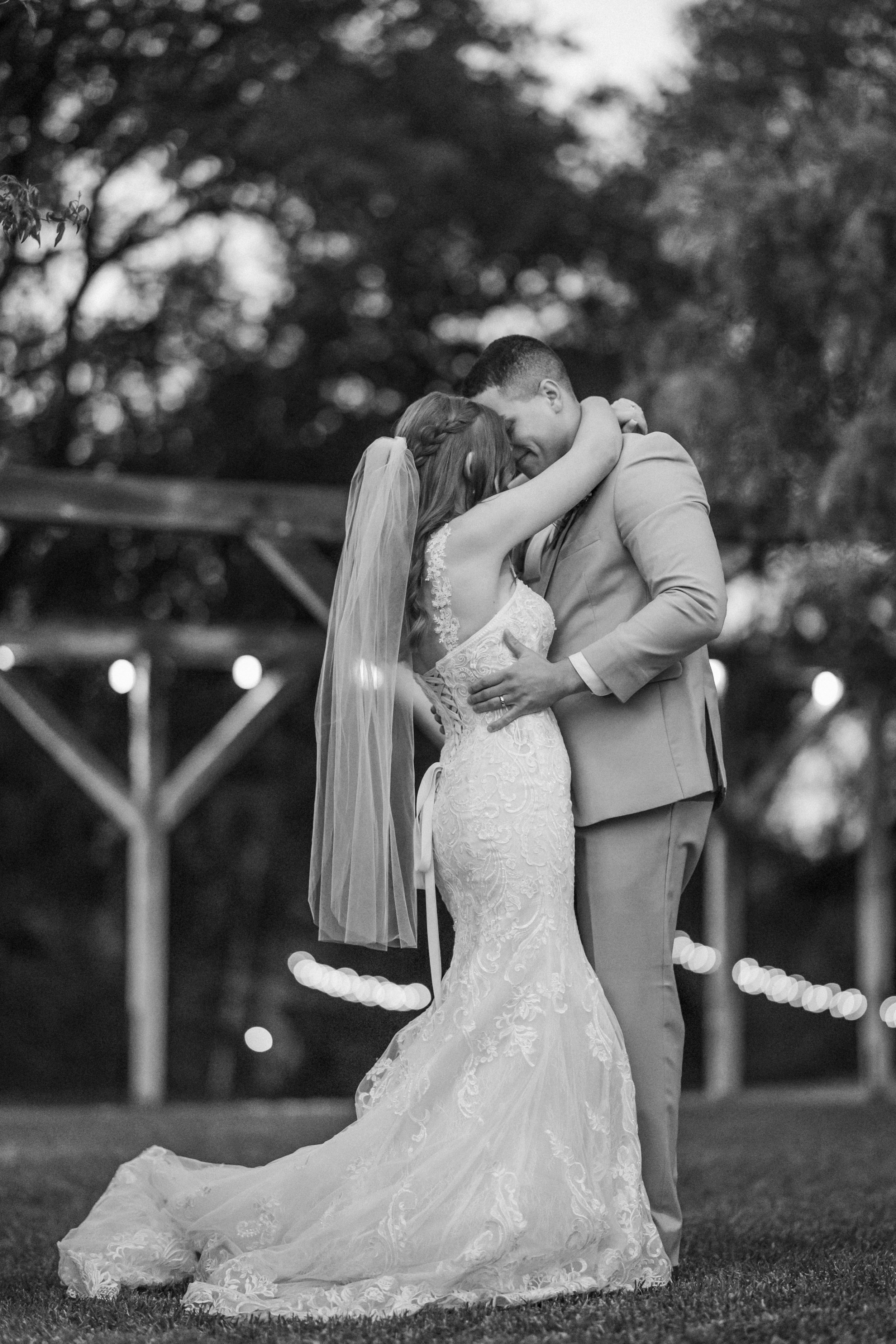 first dance for couple in black and white outdoor reception in California