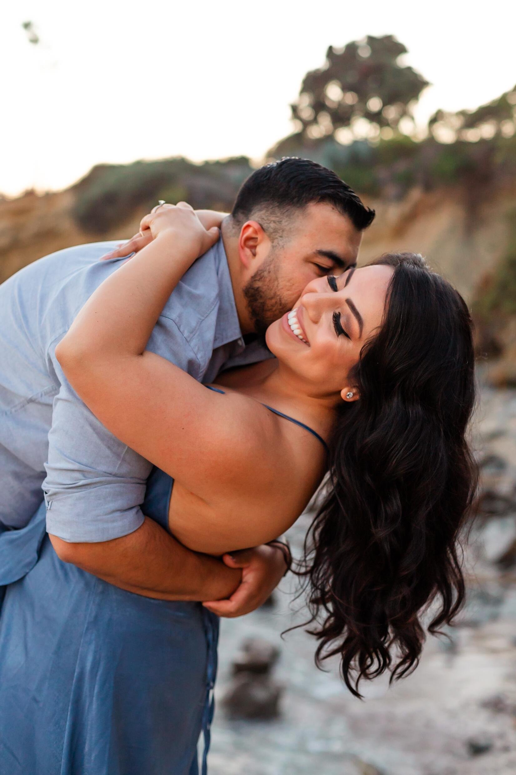 Heisler Park Engagement Session in Laguna Beach couple smiling