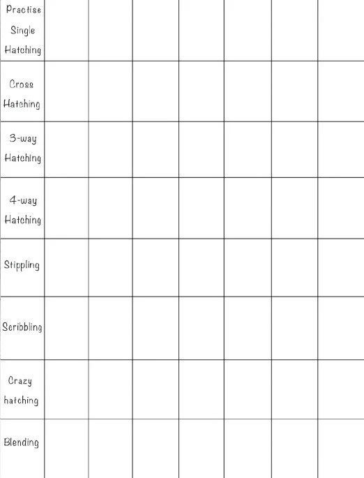 Print a grid for hatching & shading practice