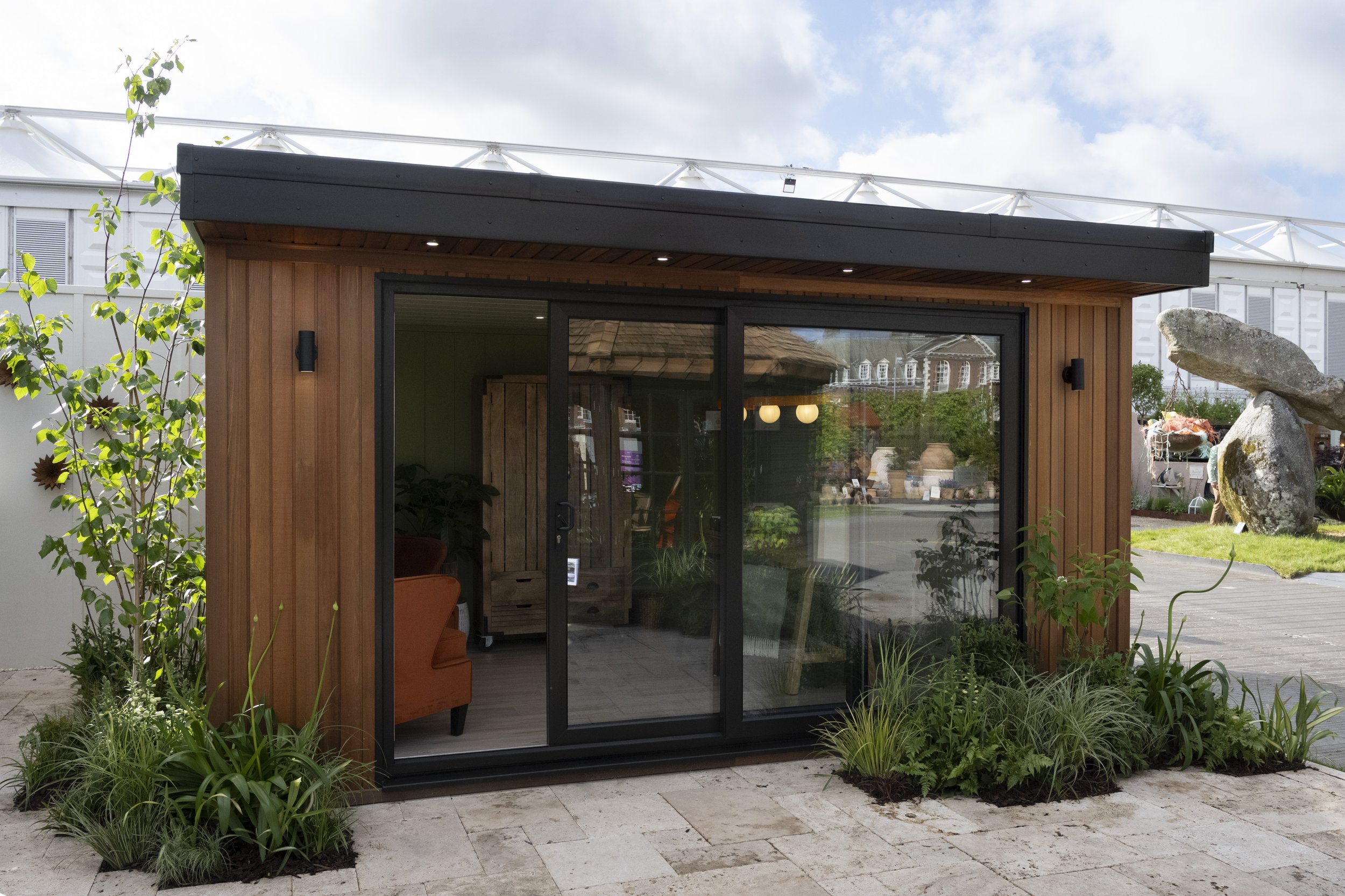 Malvern Garden Buildings Trade Stand at RHS Chelsea Flower Show 2026 - Planting designed and installed by James Whiting and Plants By There - 5 Star Medal